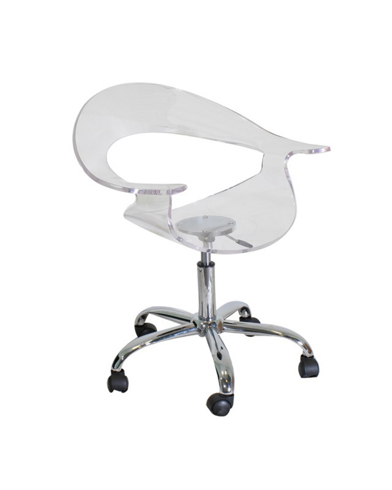 Rumor Contemporary Adjustable Office Chair with Swivel in Clear Acrylic