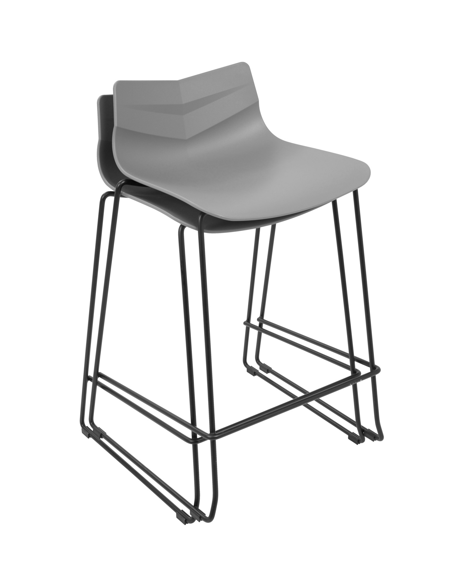 Arrow Contemporary Counter Stool in Black and Grey - Set of 2