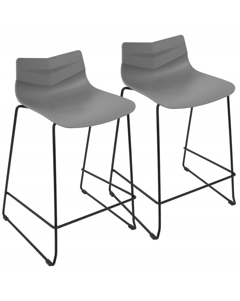 Arrow Contemporary Counter Stool in Black and Grey - Set of 2