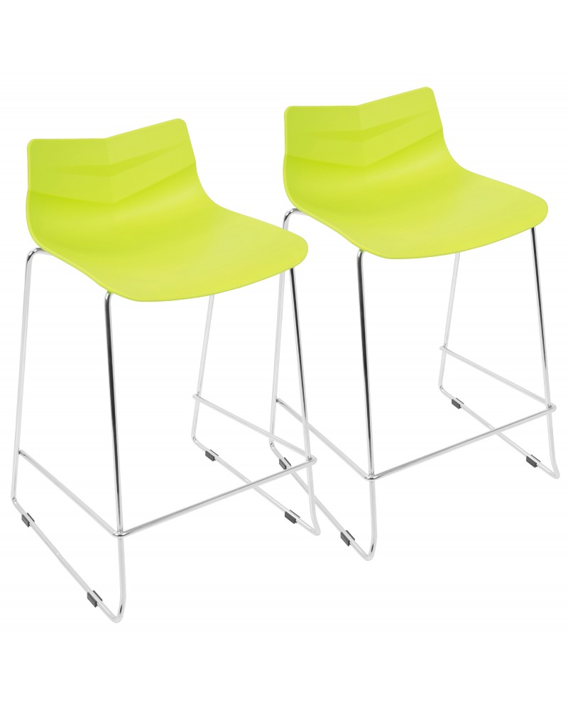 Arrow Contemporary Counter Stool in Lime Green - Set of 2