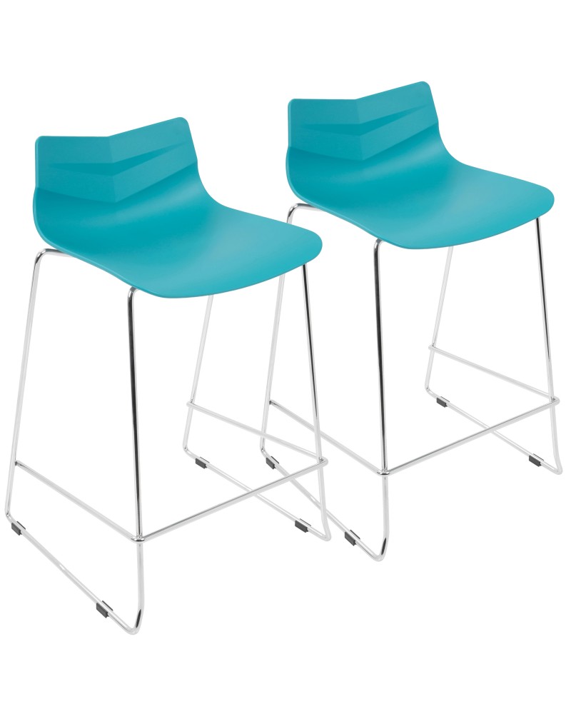 Arrow Contemporary Counter Stool in Turquoise - Set of 2