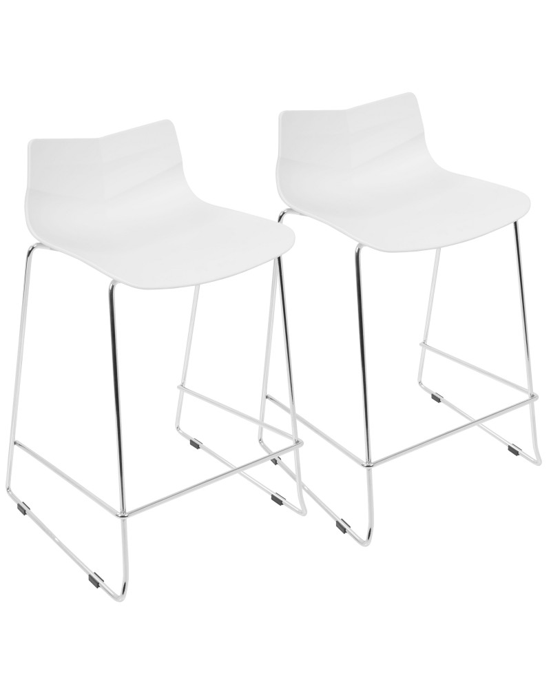 Arrow Contemporary Counter Stool in White - Set of 2