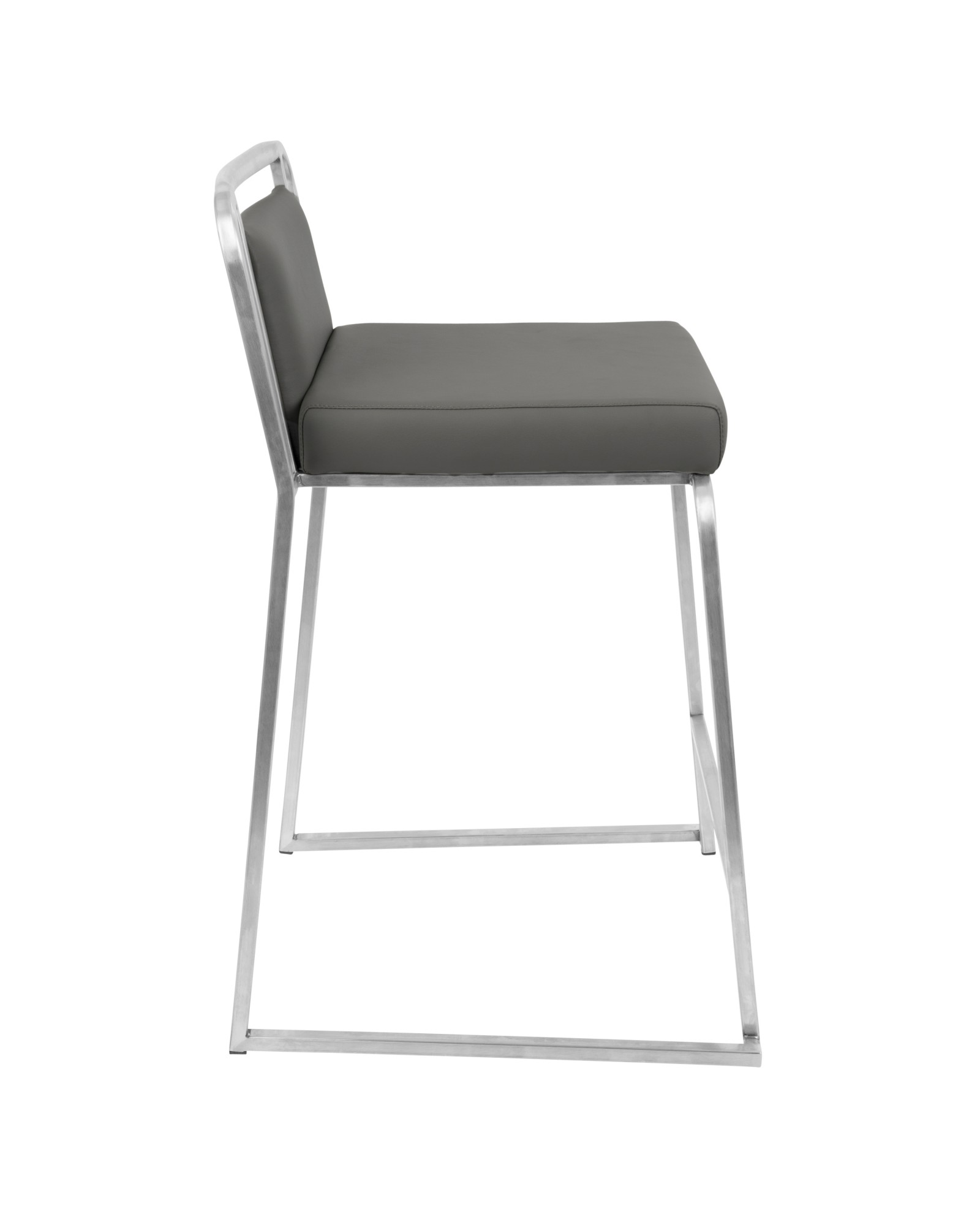 Cascade Contemporary Stackable Counter Stool in Grey Faux Leather - Set of 2