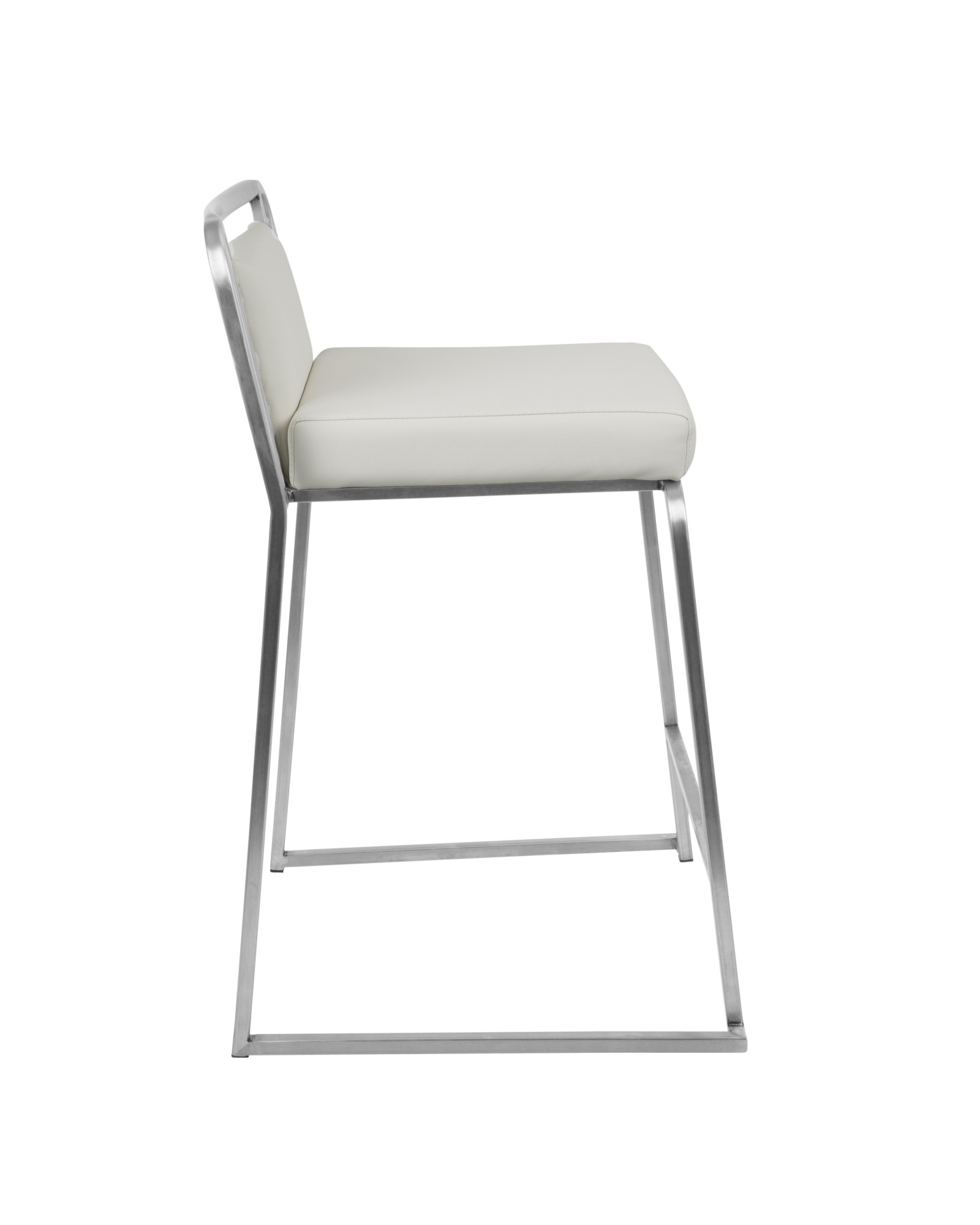 Cascade Contemporary Stackable Counter Stool in White Faux Leather - Set of 2