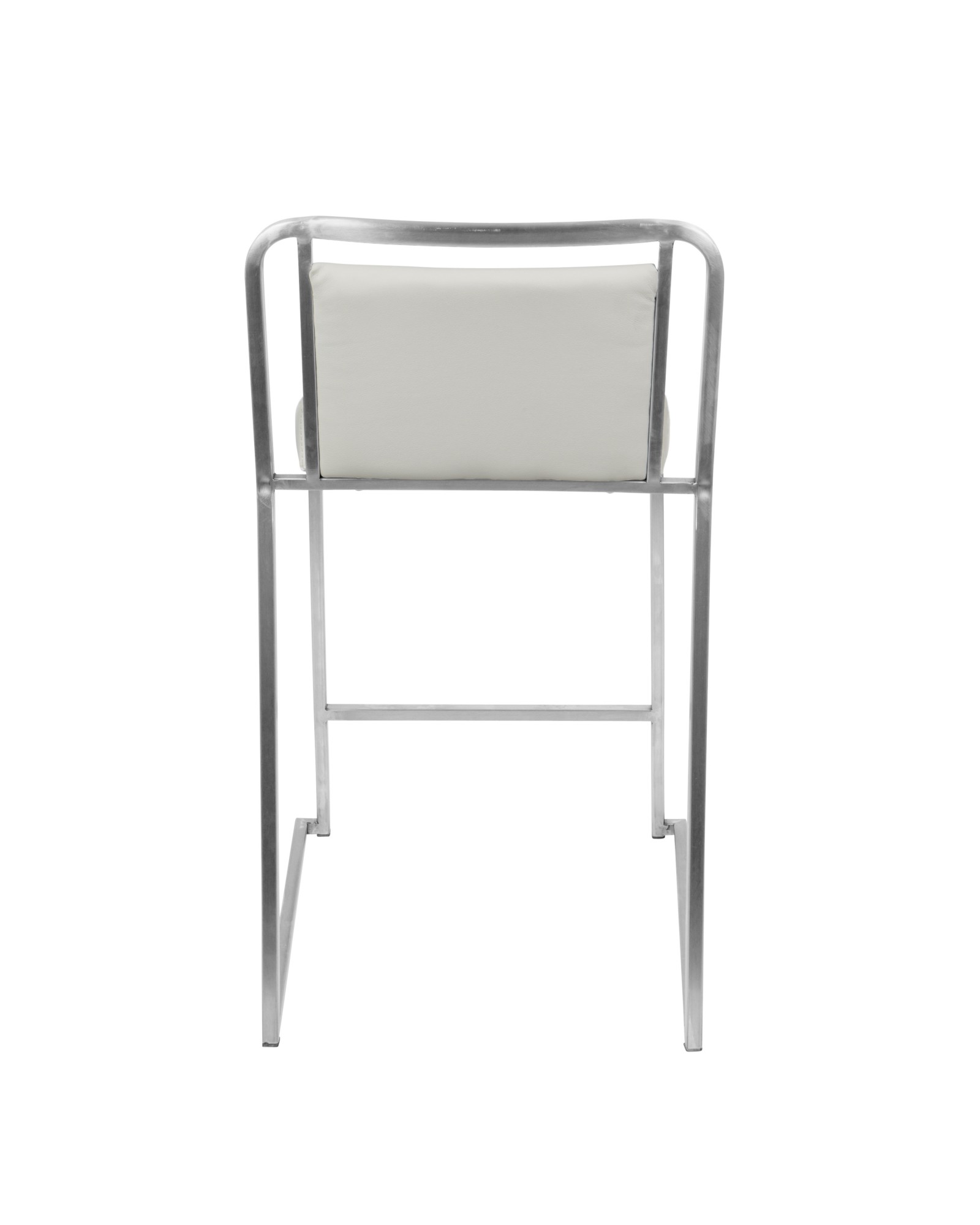 Cascade Contemporary Stackable Counter Stool in White Faux Leather - Set of 2