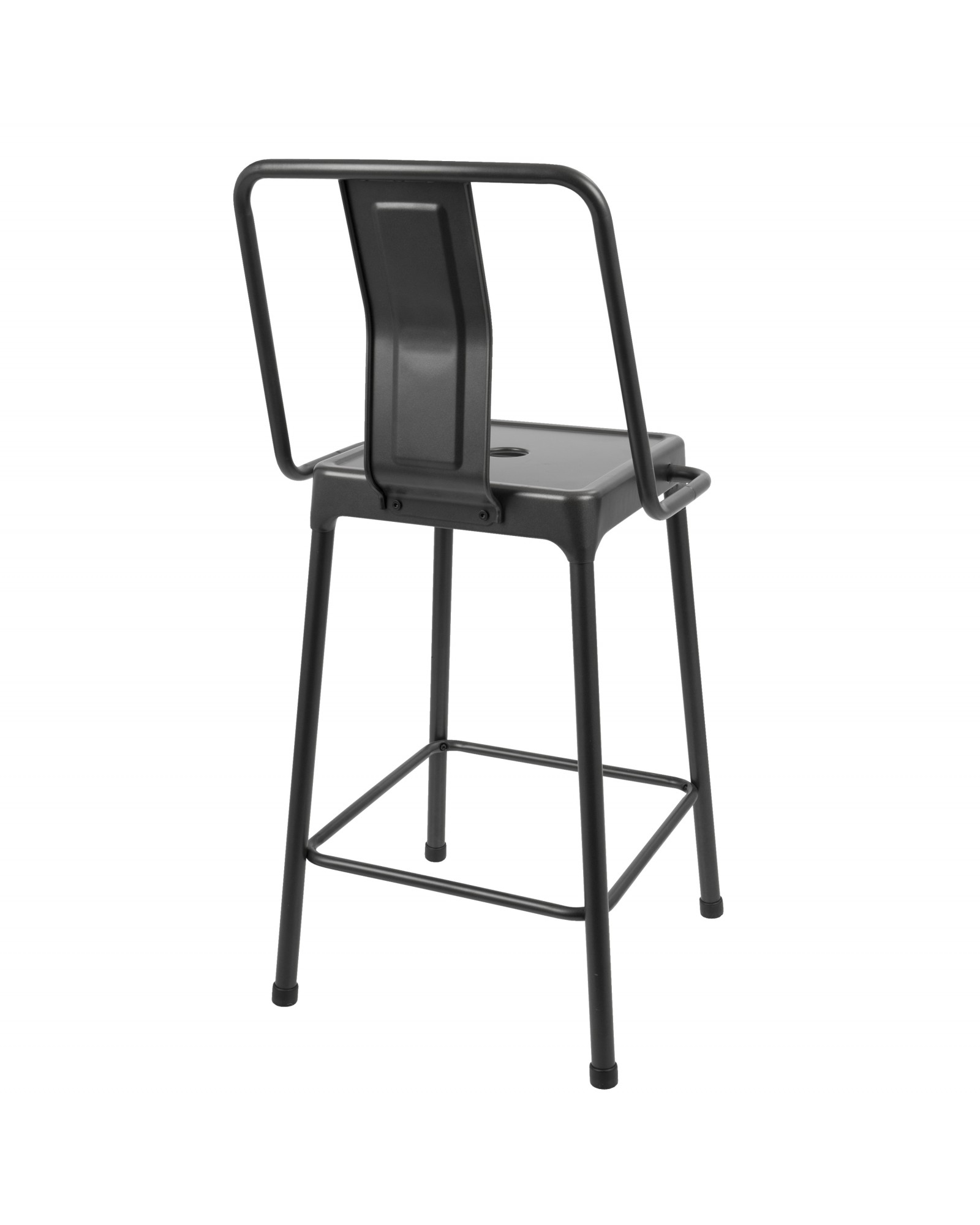 Pair of Industrial Style Energy Counter Stools in Carbon Black Finish