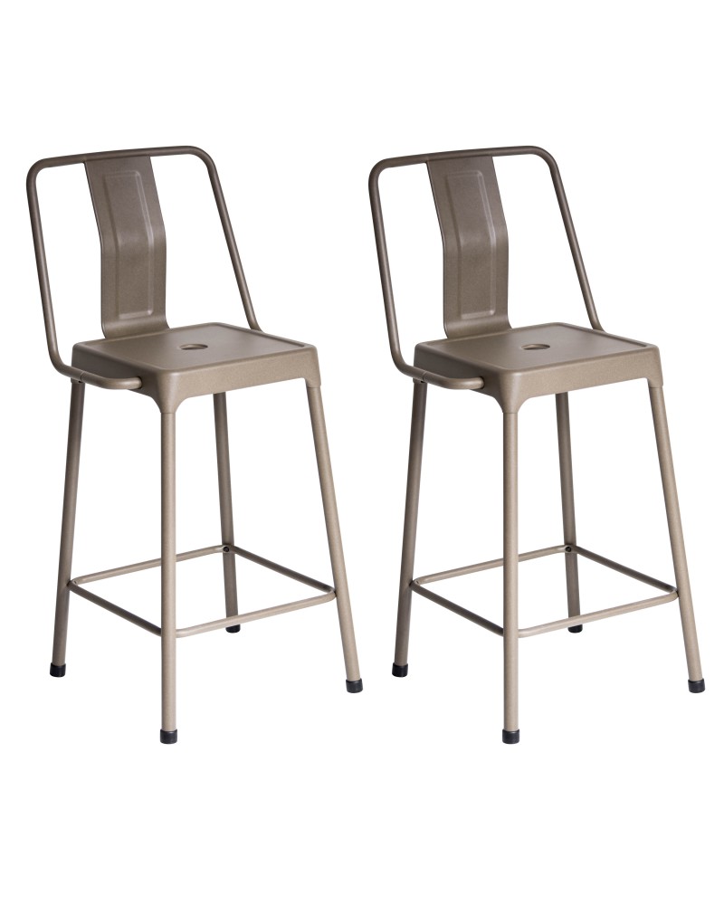 Pair of Industrial Style Energy Counter Stools in Cappuccino Finish