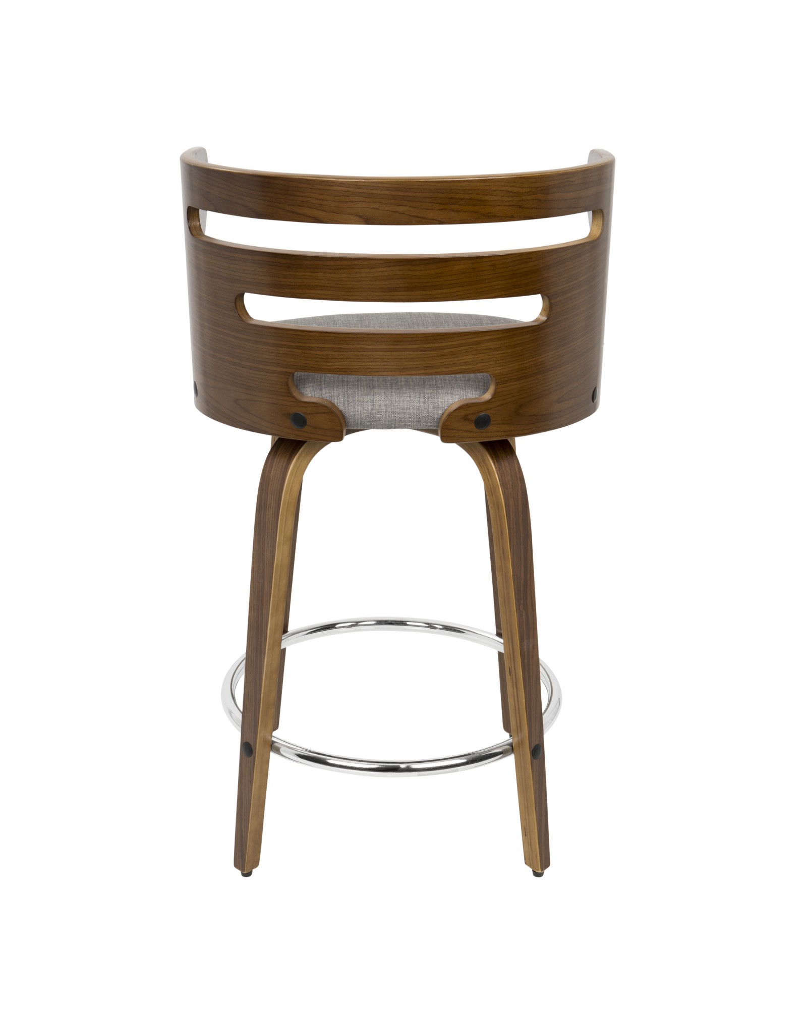 Cosini Mid-Century Modern Counter Stool with Swivel in Walnut and Grey