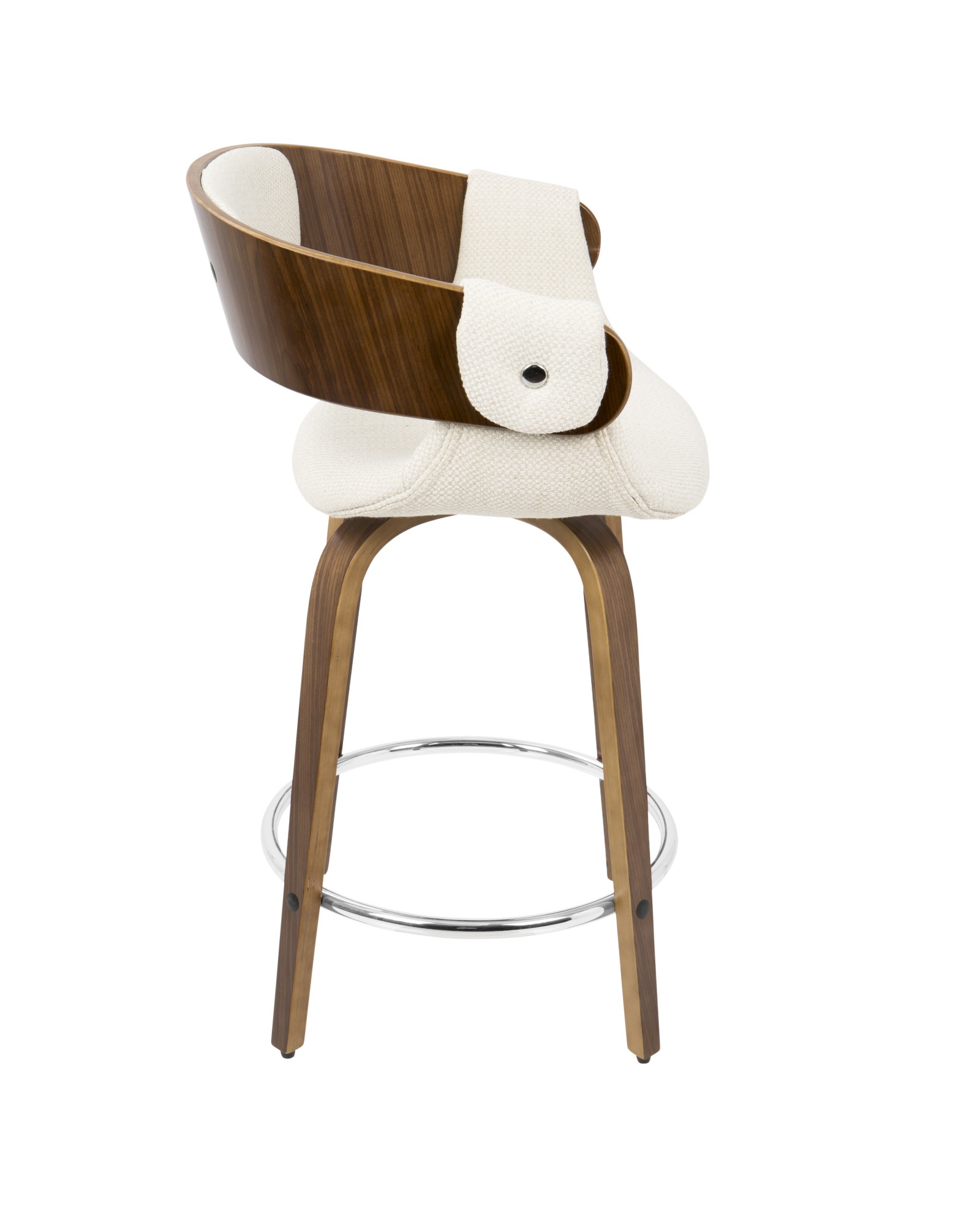 Elisa Mid-Century Modern Counter Stool in Walnut and Cream