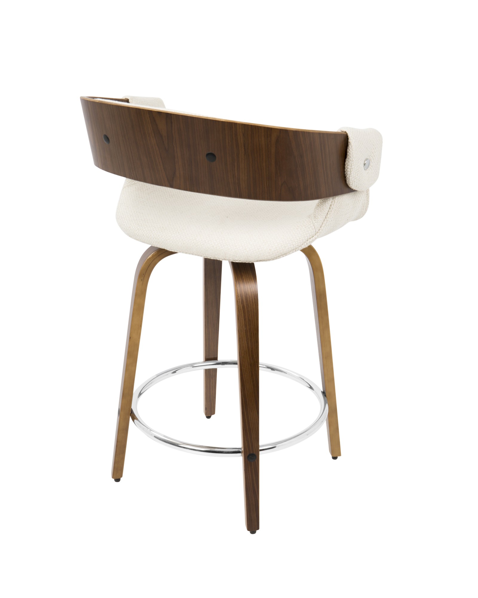 Elisa Mid-Century Modern Counter Stool in Walnut and Cream