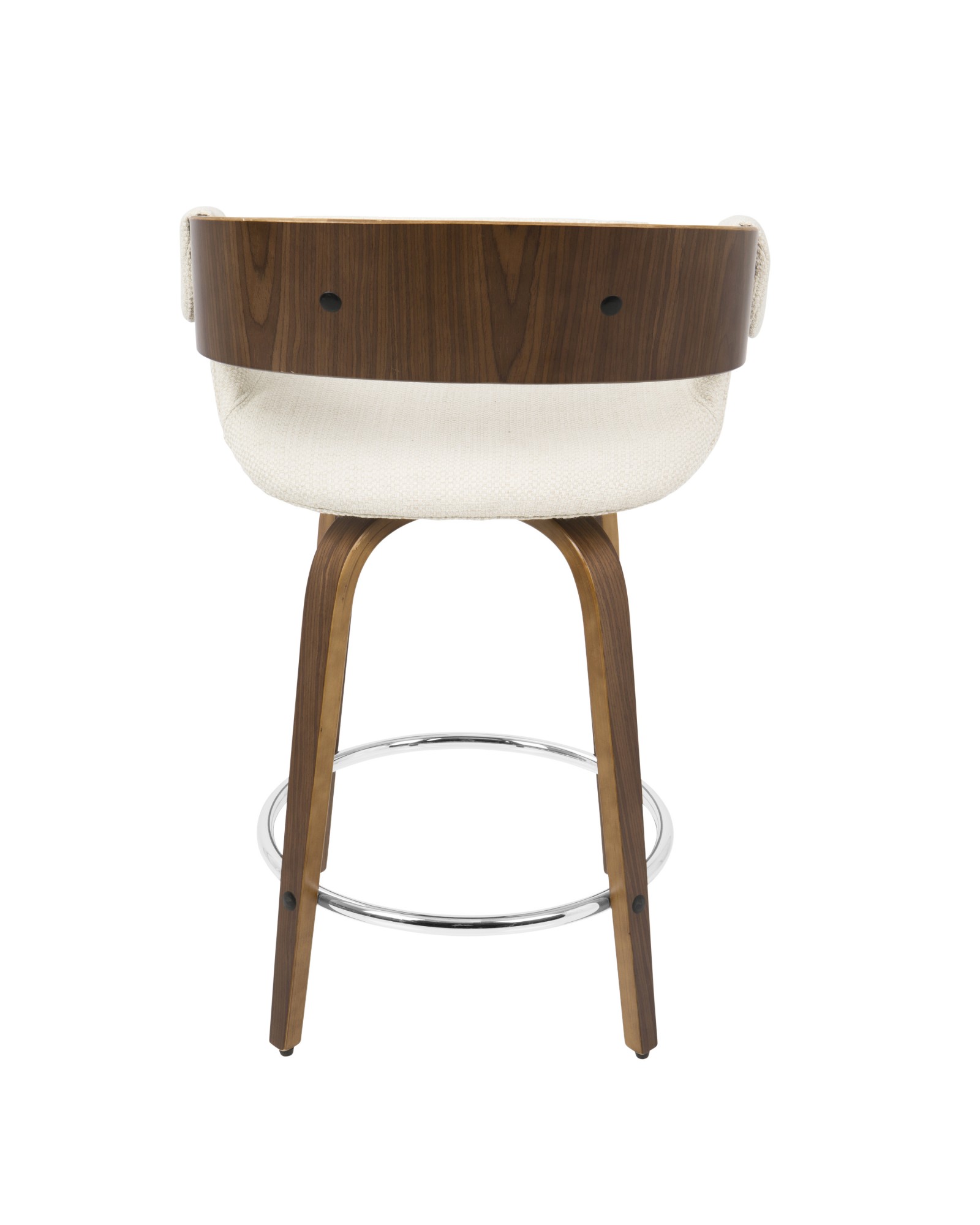 Elisa Mid-Century Modern Counter Stool in Walnut and Cream