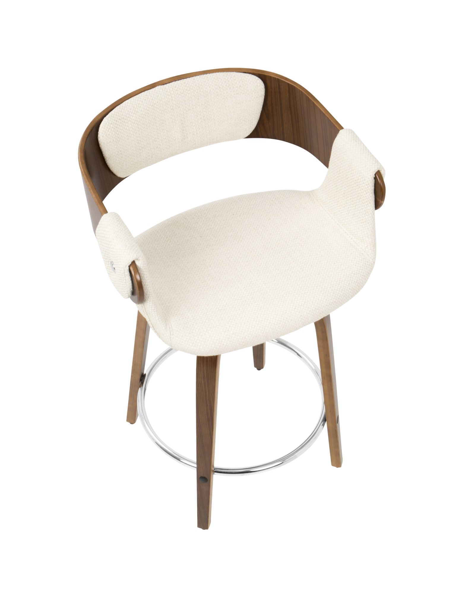 Elisa Mid-Century Modern Counter Stool in Walnut and Cream