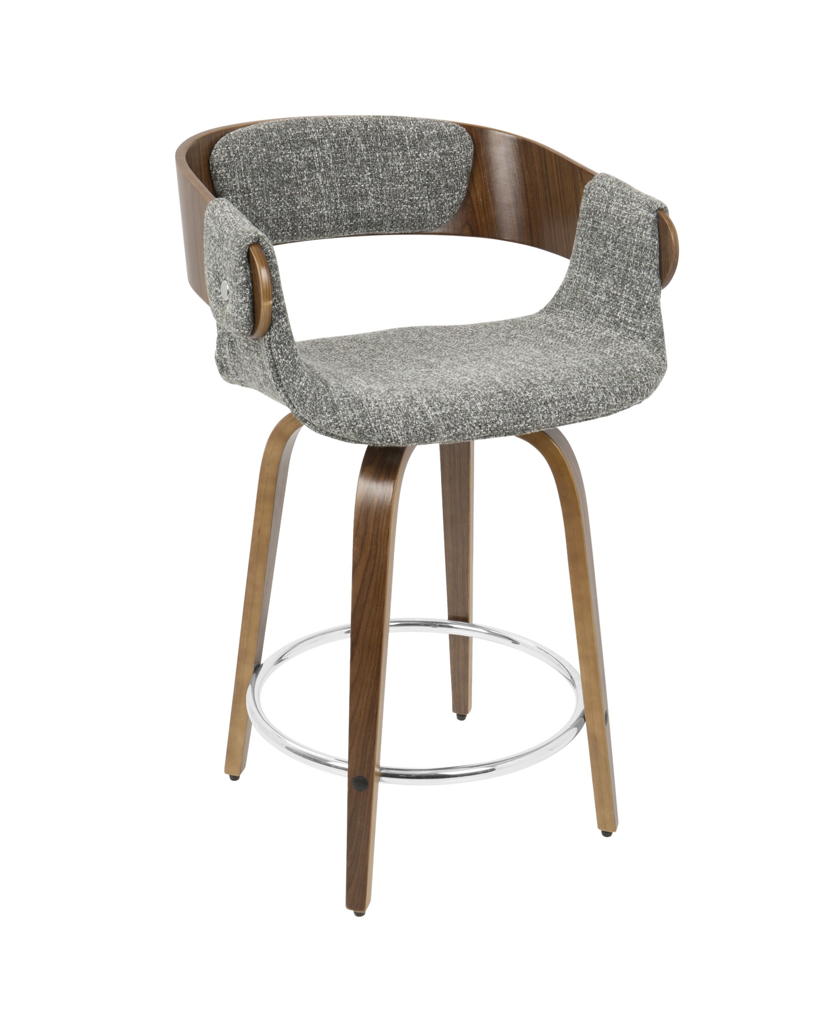 Elisa Mid-Century Modern Counter Stool in Walnut and Grey