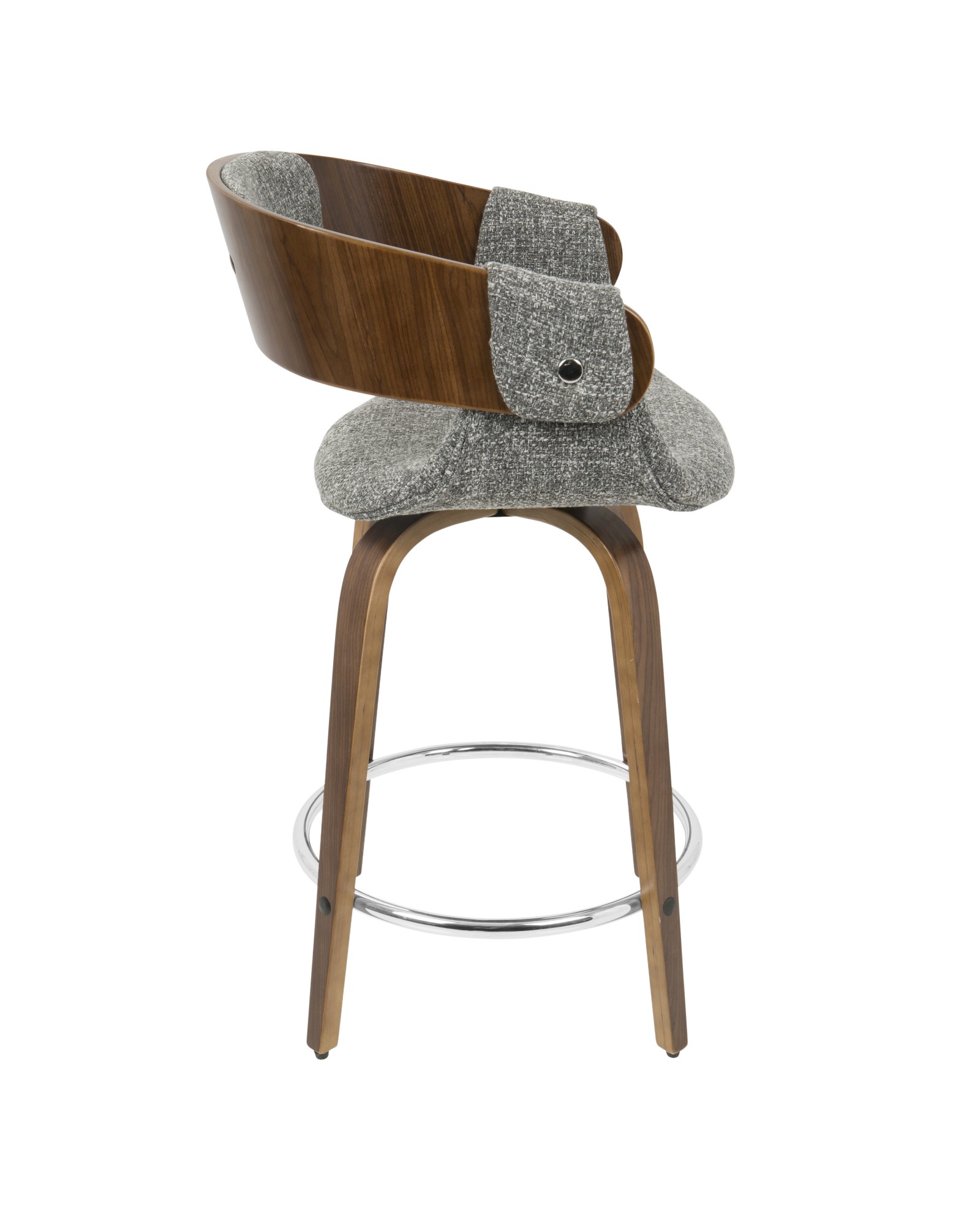 Elisa Mid-Century Modern Counter Stool in Walnut and Grey