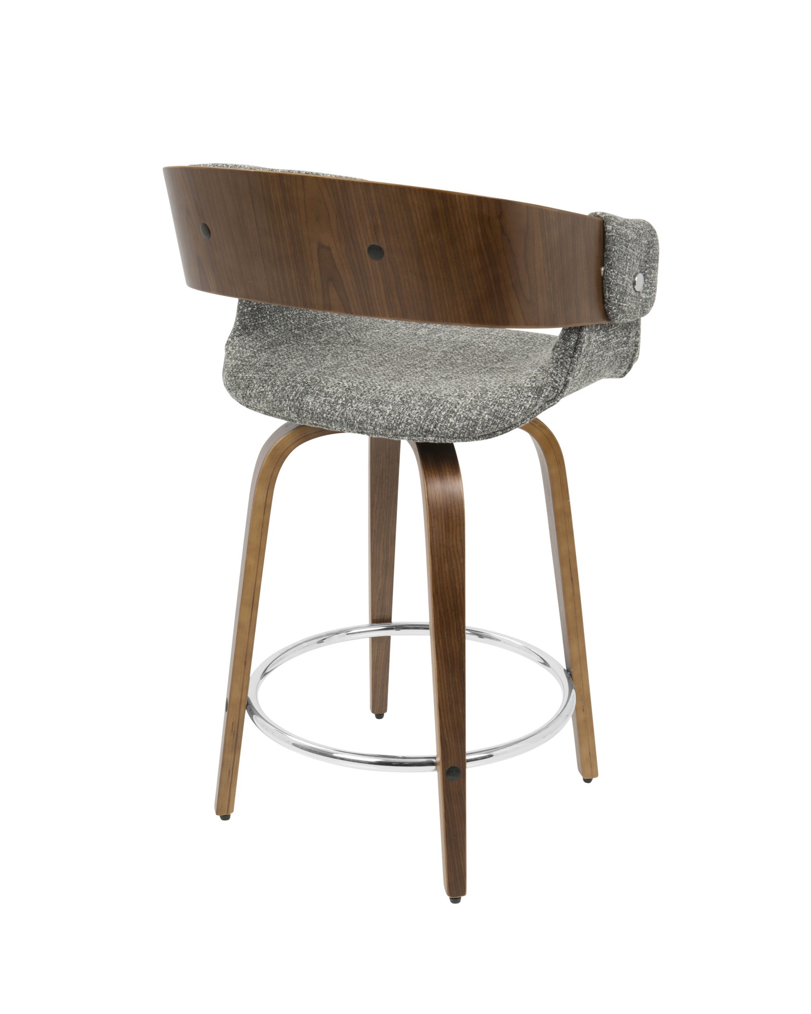 Elisa Mid-Century Modern Counter Stool in Walnut and Grey