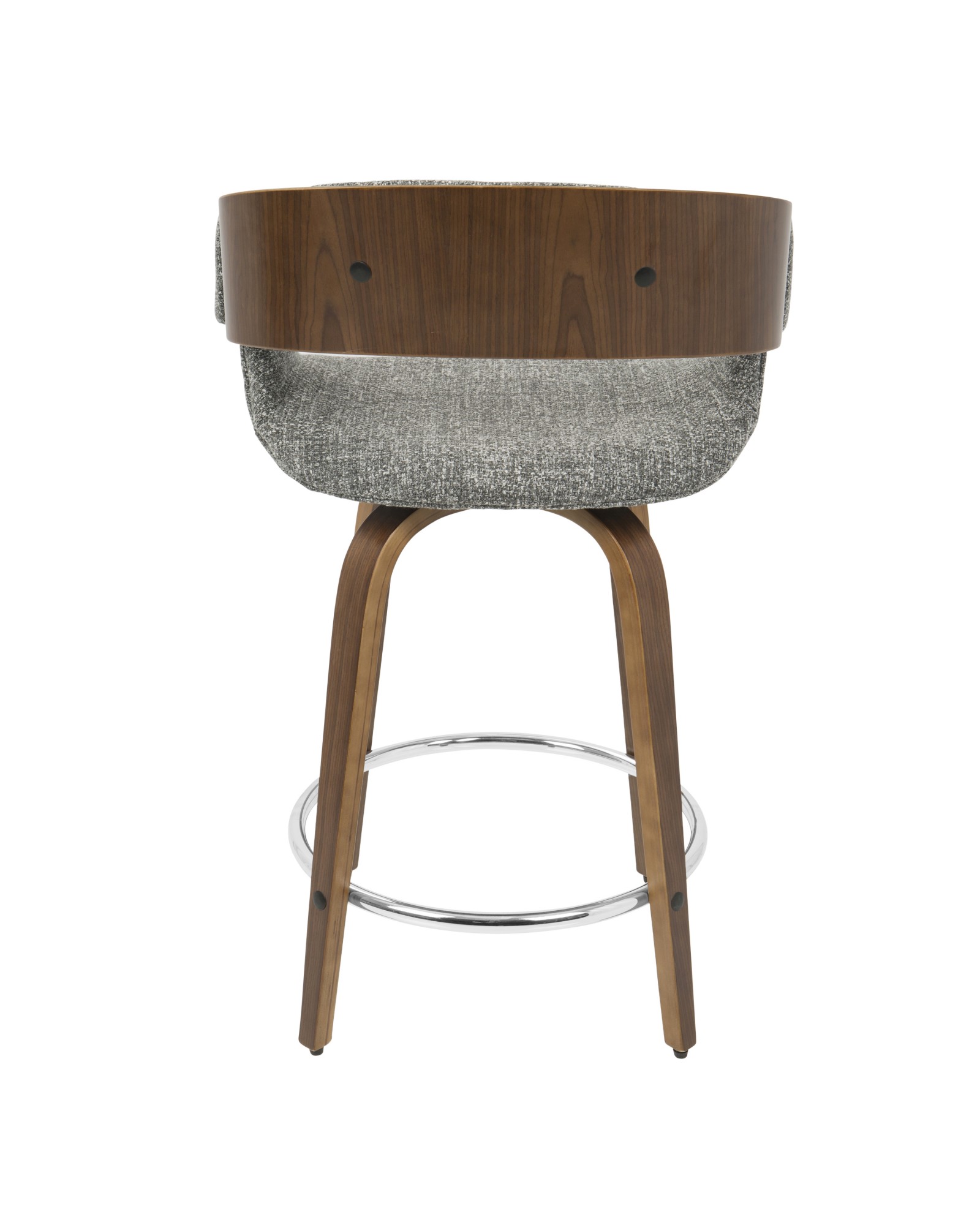 Elisa Mid-Century Modern Counter Stool in Walnut and Grey