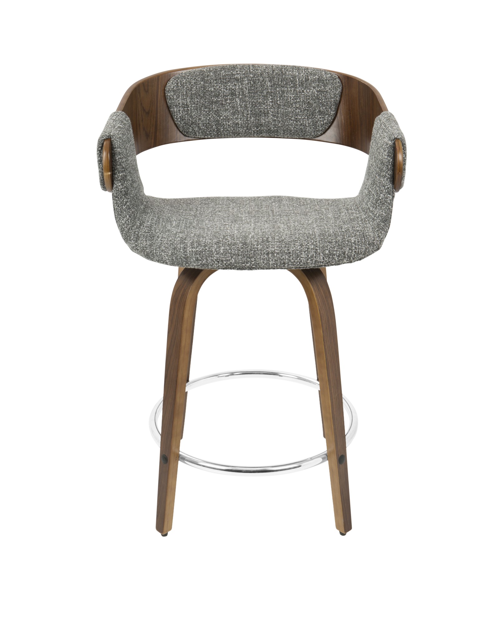 Elisa Mid-Century Modern Counter Stool in Walnut and Grey