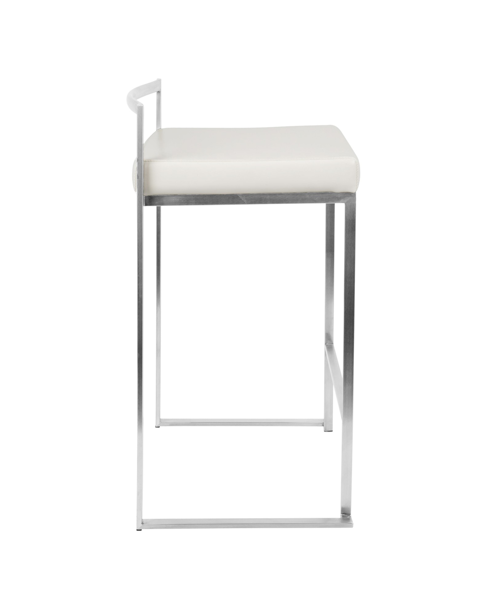 Fuji Contemporary Stackable Counter Stool in White Faux Leather - Set of 2