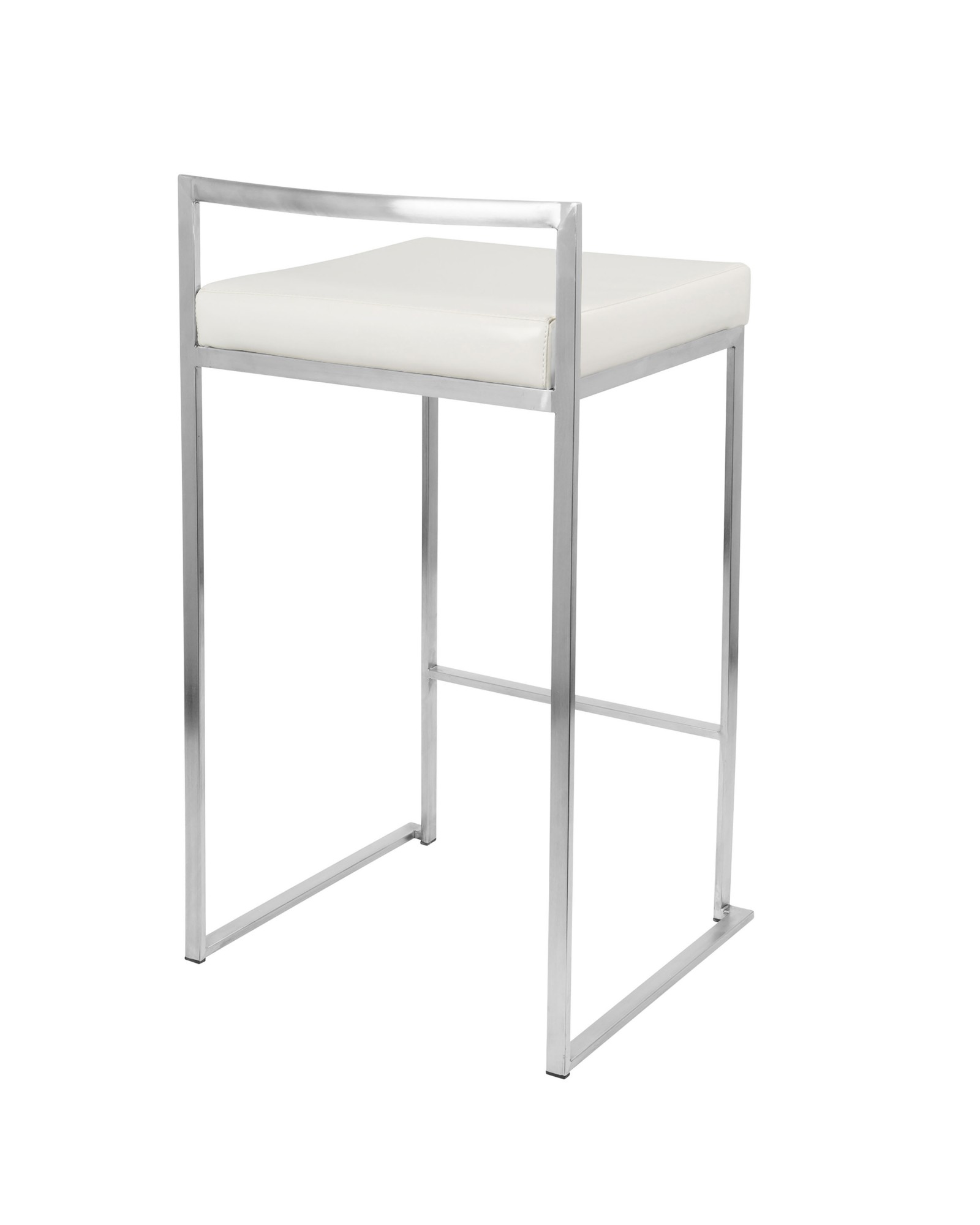 Fuji Contemporary Stackable Counter Stool in White Faux Leather - Set of 2