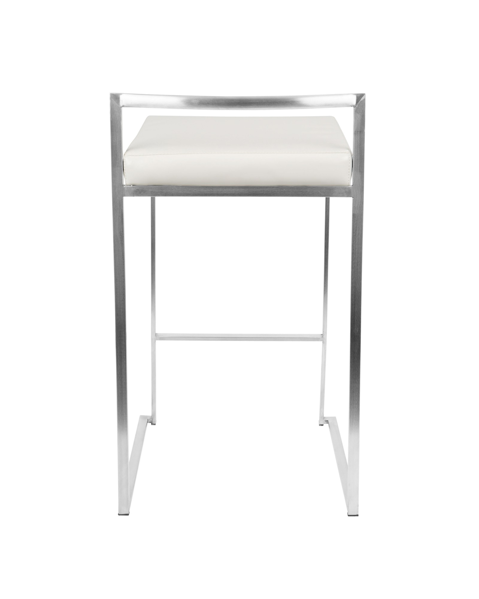 Fuji Contemporary Stackable Counter Stool in White Faux Leather - Set of 2