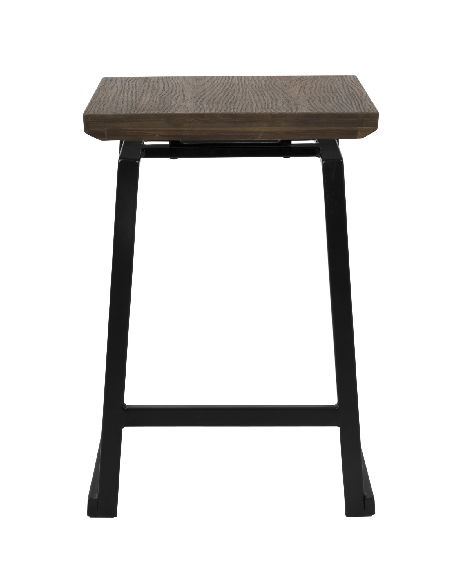 Geo Industrial Counter Stool in Black with Brown Wood Seat - Set of 2