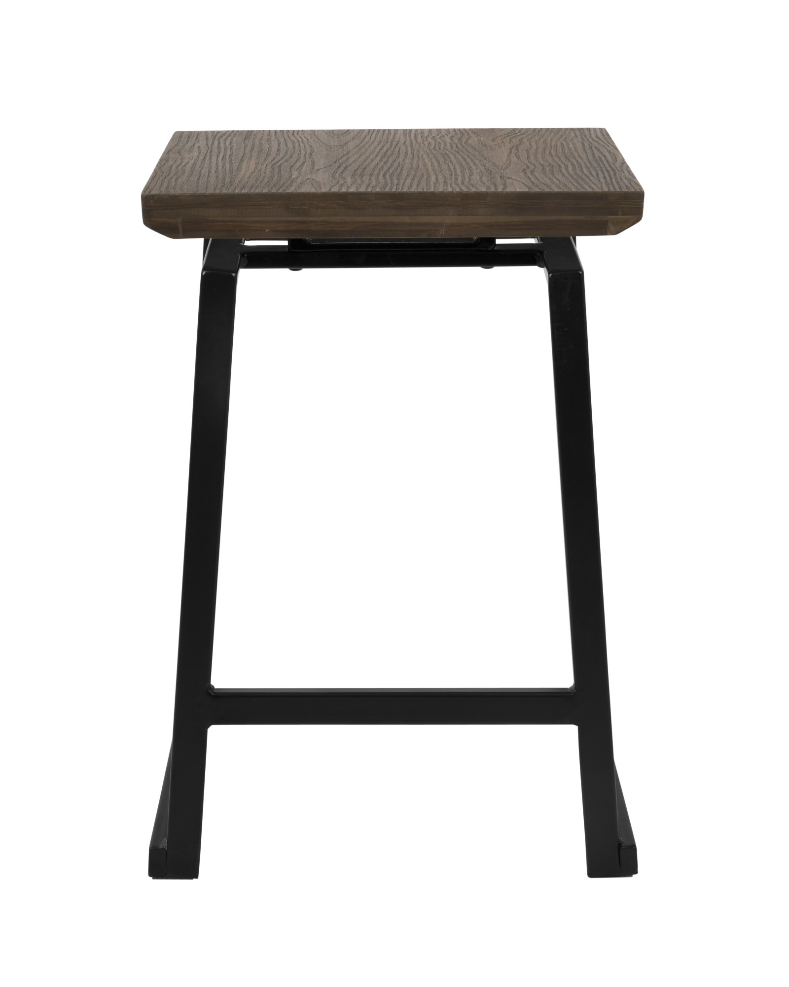 Geo Industrial Counter Stool in Black with Brown Wood Seat - Set of 2