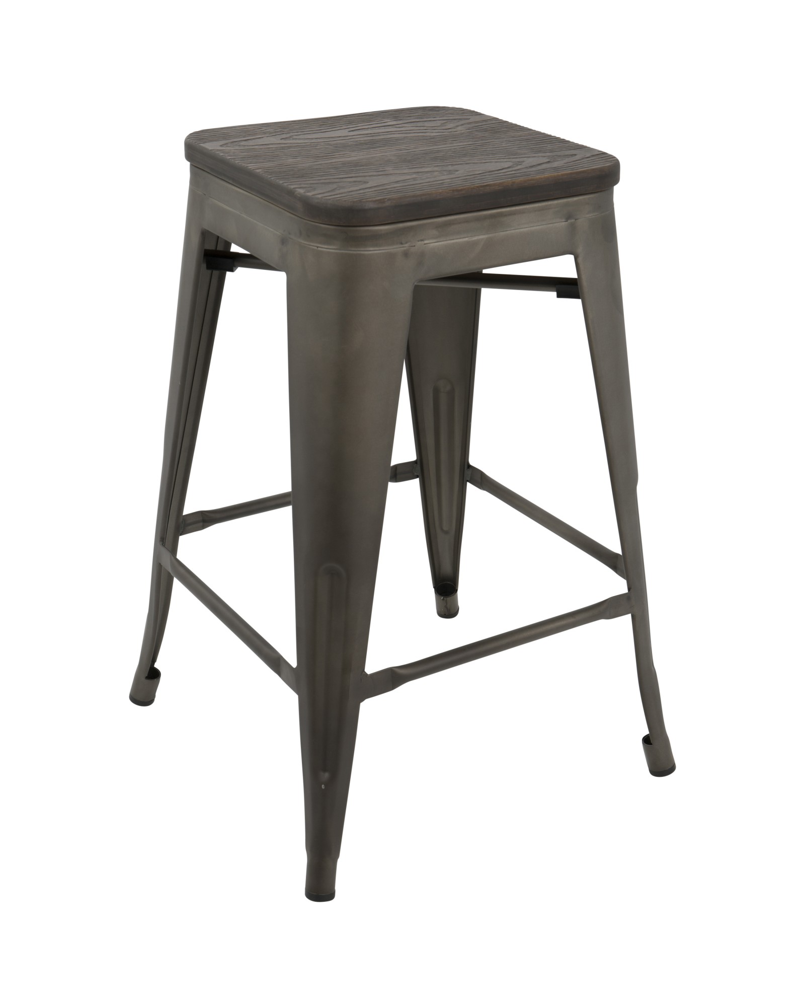Oregon Industrial Stackable Counter Stool in Antique and Espresso - Set of 2