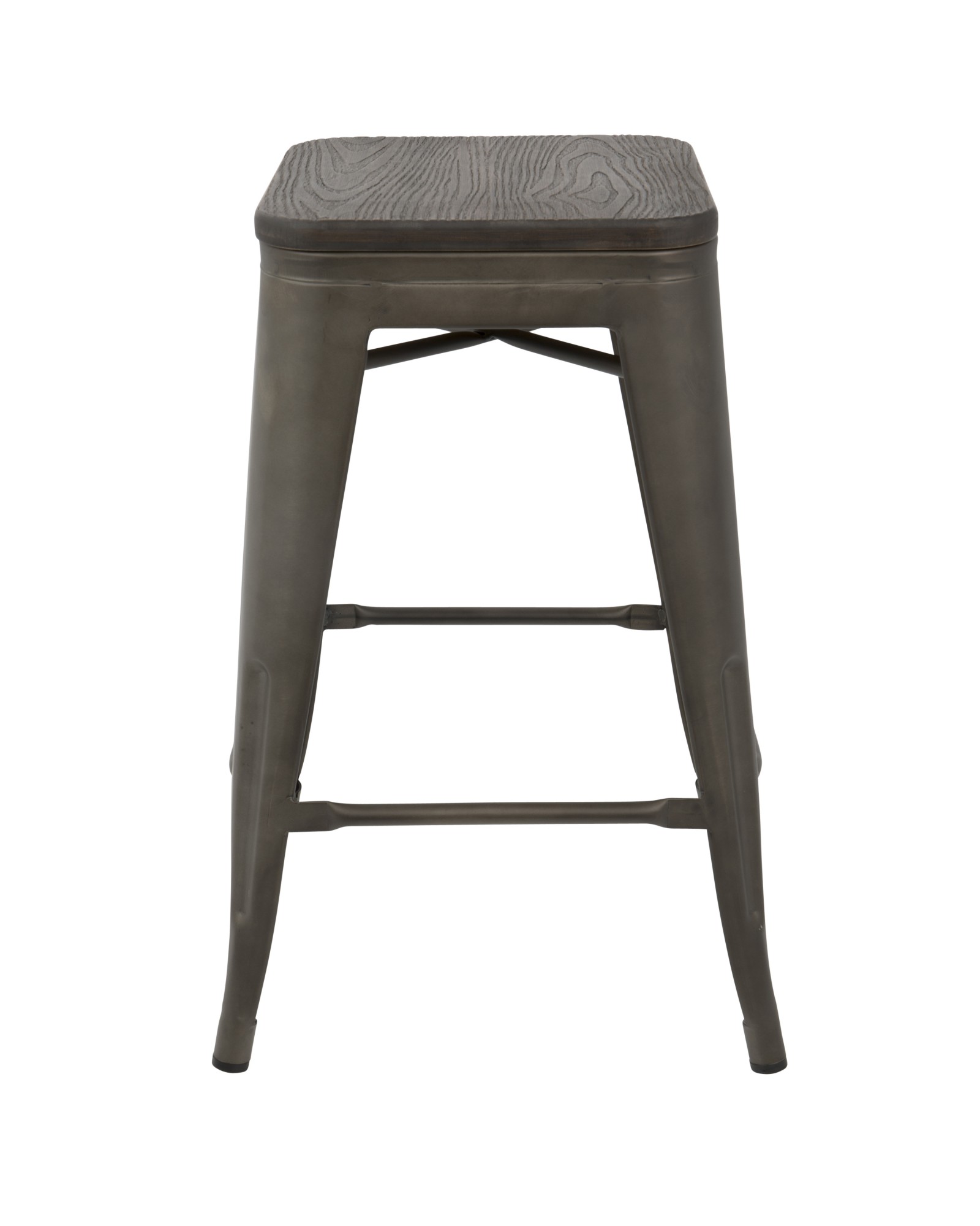 Oregon Industrial Stackable Counter Stool in Antique and Espresso - Set of 2