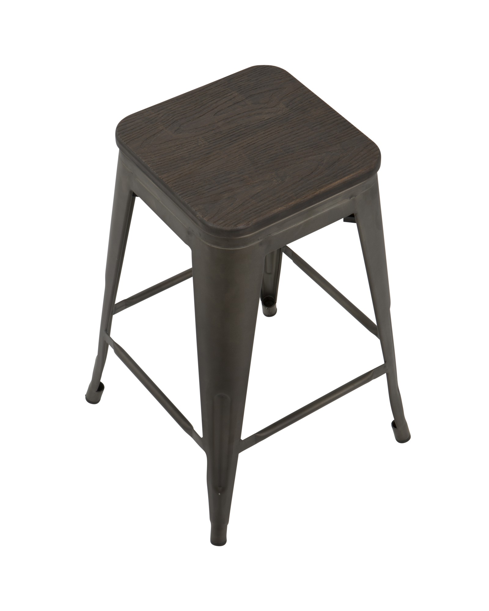 Oregon Industrial Stackable Counter Stool in Antique and Espresso - Set of 2