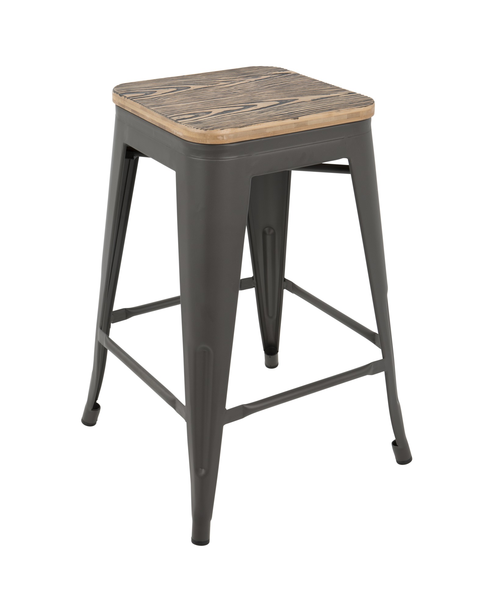 Oregon Industrial Stackable Counter Stool in Grey and Brown - Set of 2