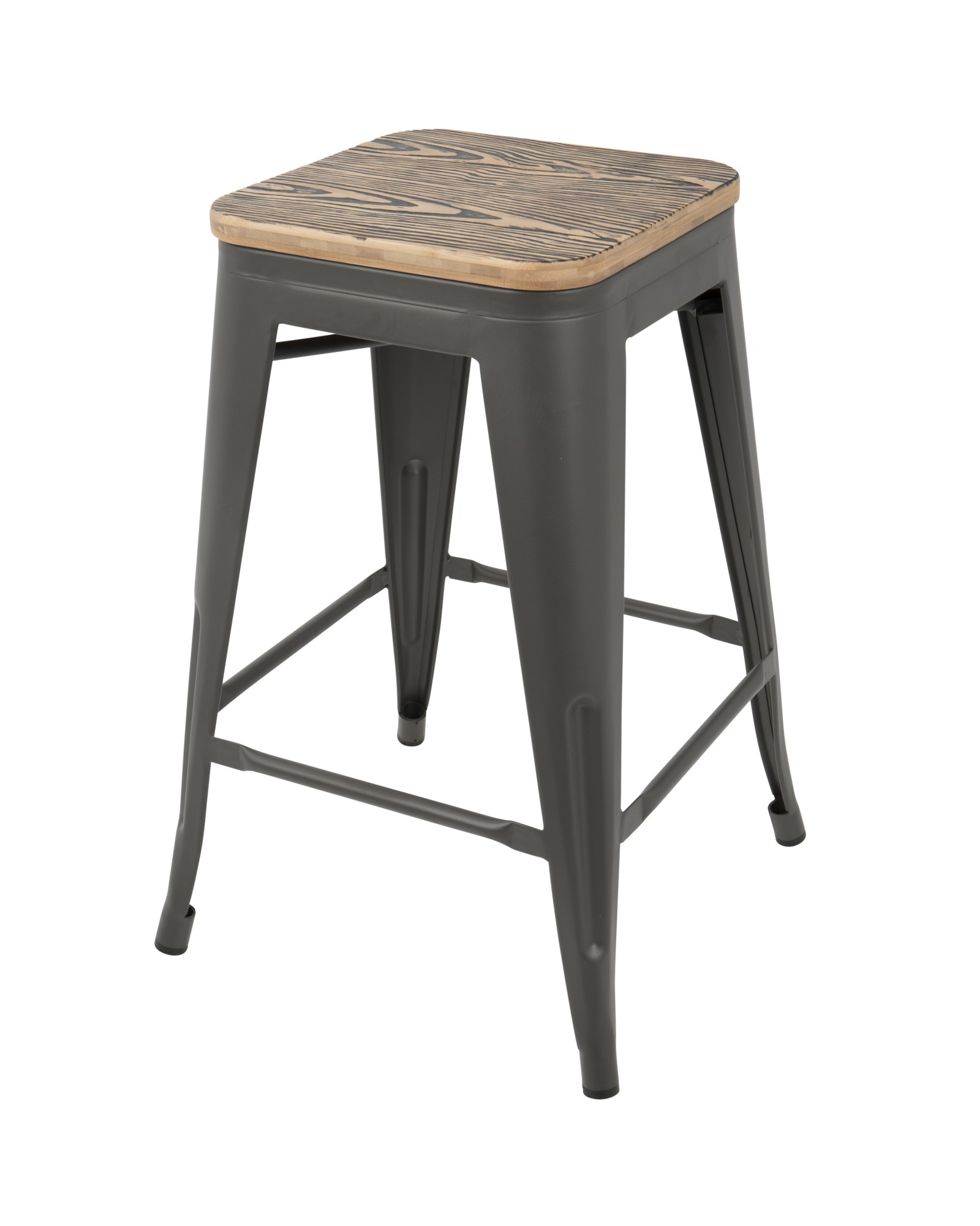 Oregon Industrial Stackable Counter Stool in Grey and Brown - Set of 2