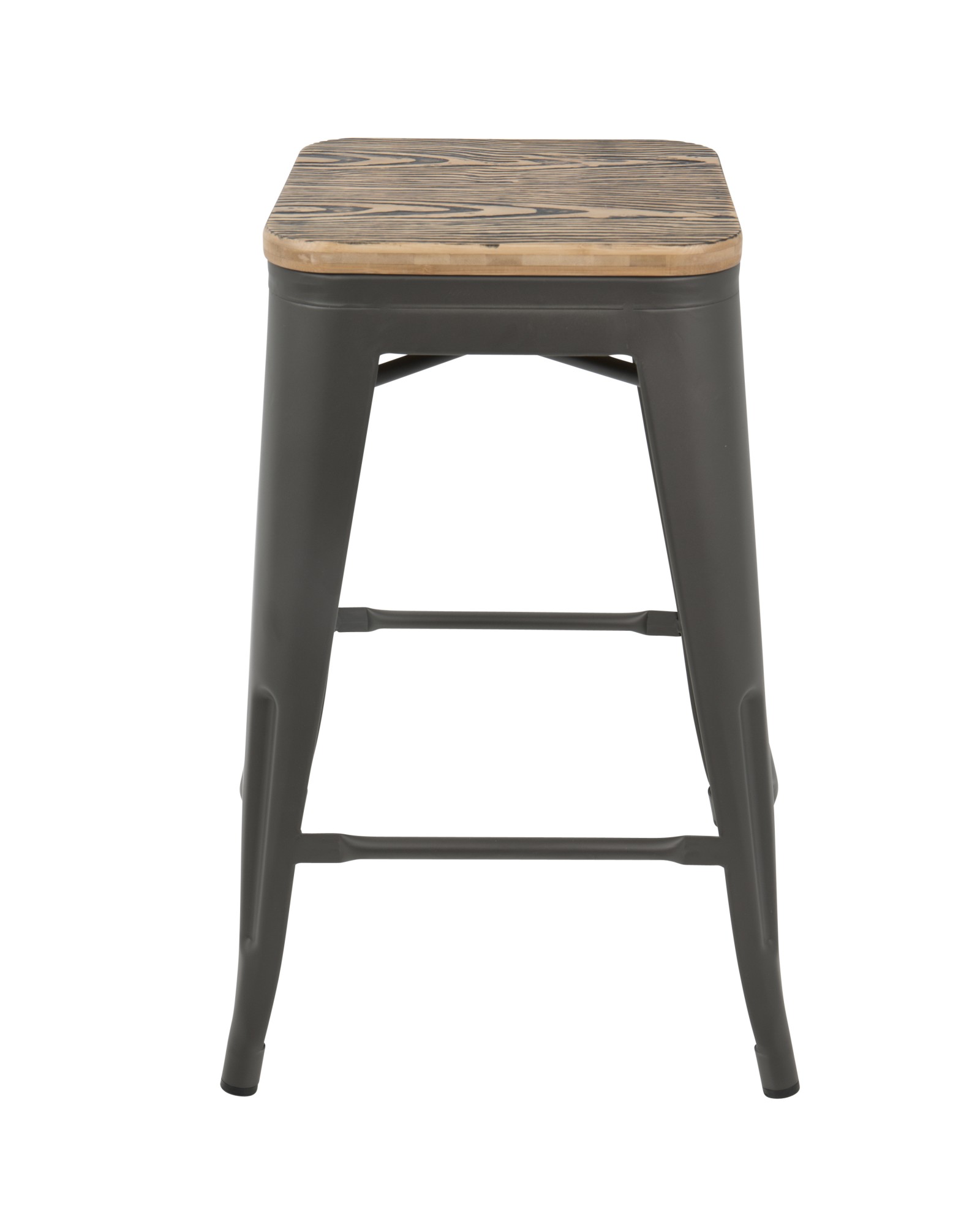 Oregon Industrial Stackable Counter Stool in Grey and Brown - Set of 2