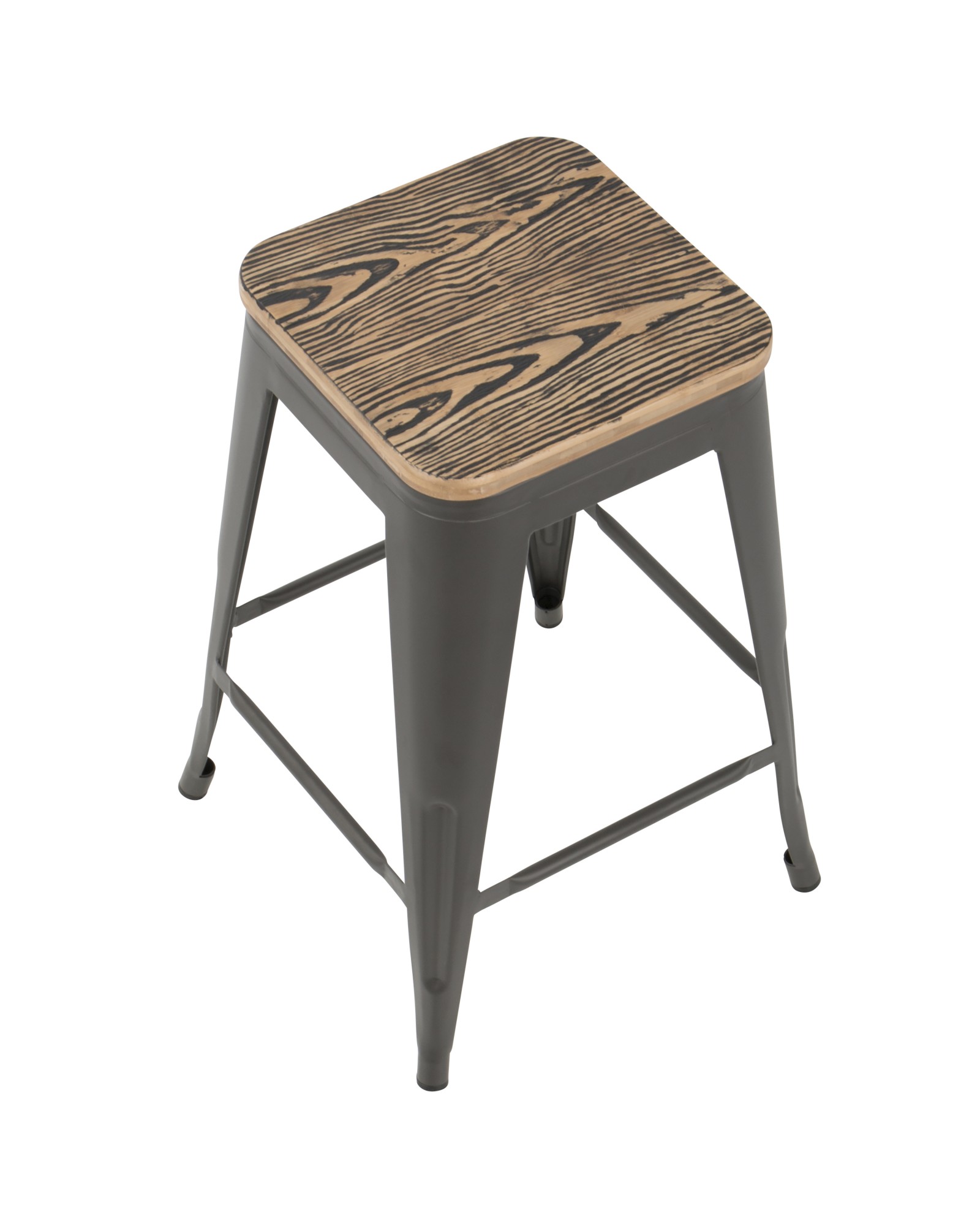 Oregon Industrial Stackable Counter Stool in Grey and Brown - Set of 2