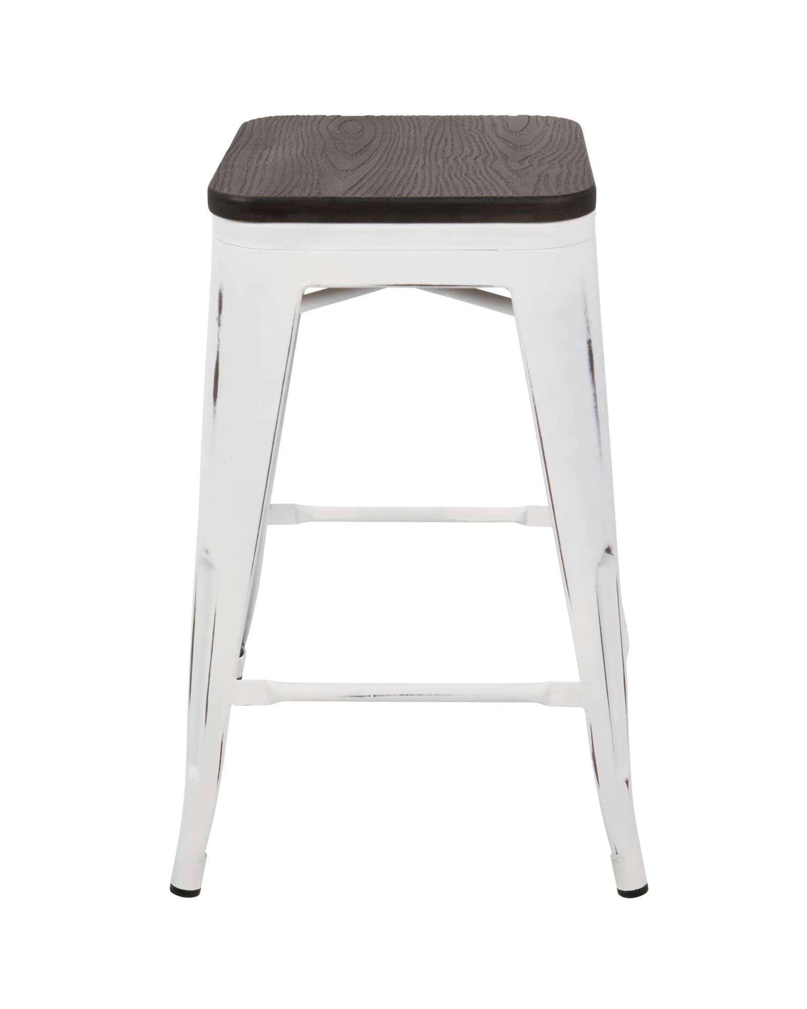 Oregon Industrial Stackable Counter Stool in Vintage White and Espresso - Set of 2