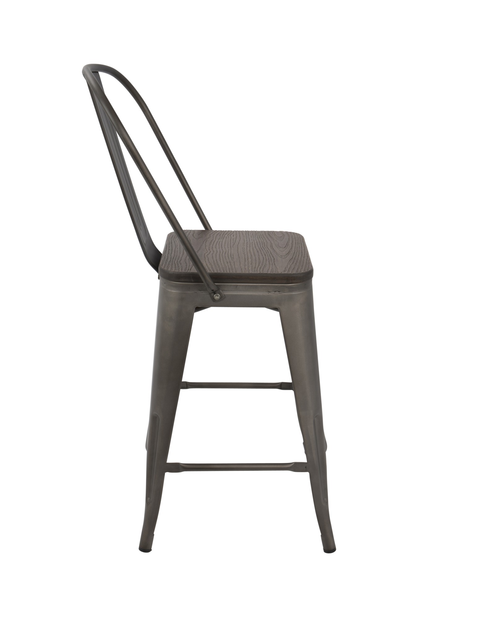 Oregon Industrial High Back Counter Stool in Antique and Espresso - Set of 2