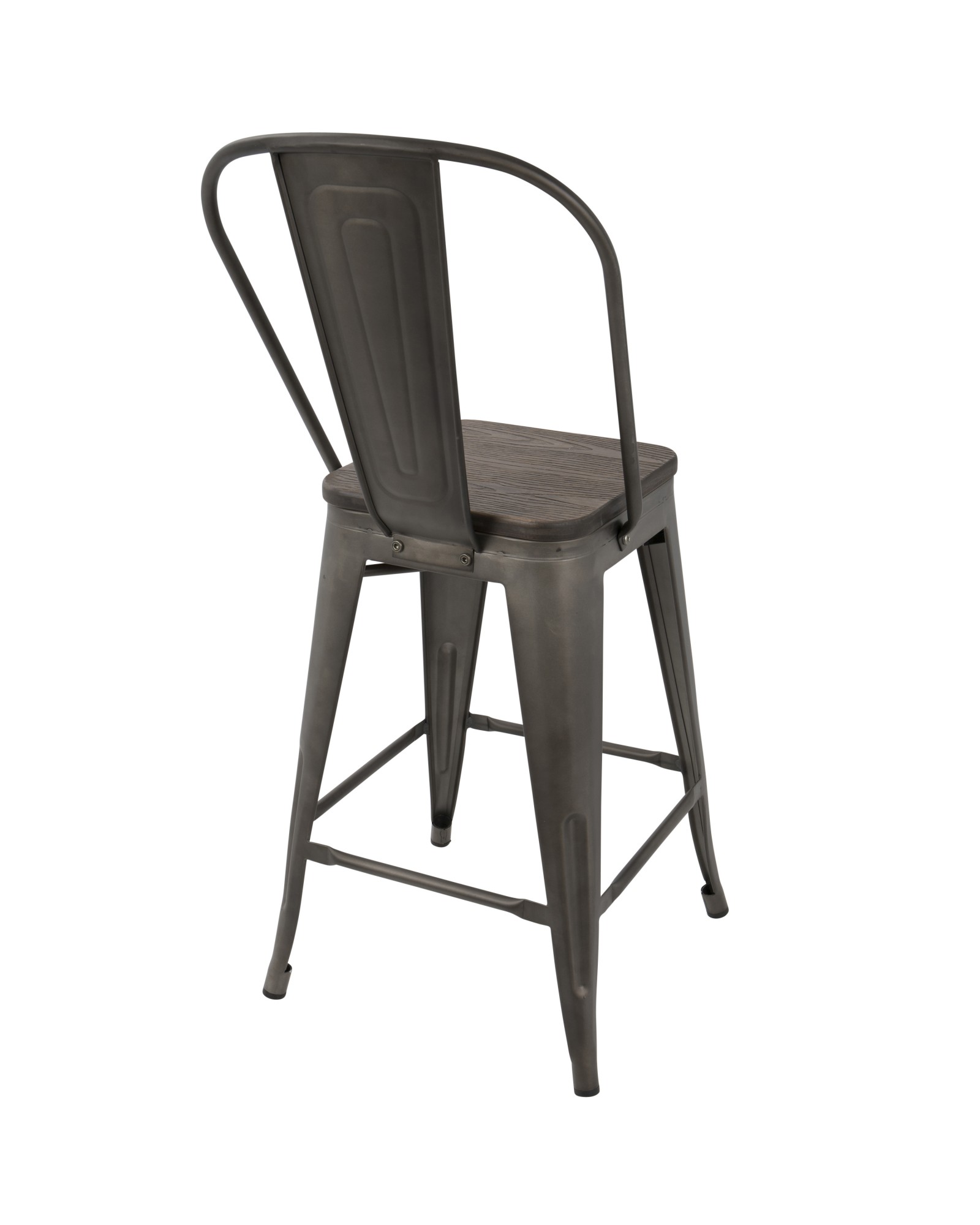 Oregon Industrial High Back Counter Stool in Antique and Espresso - Set of 2