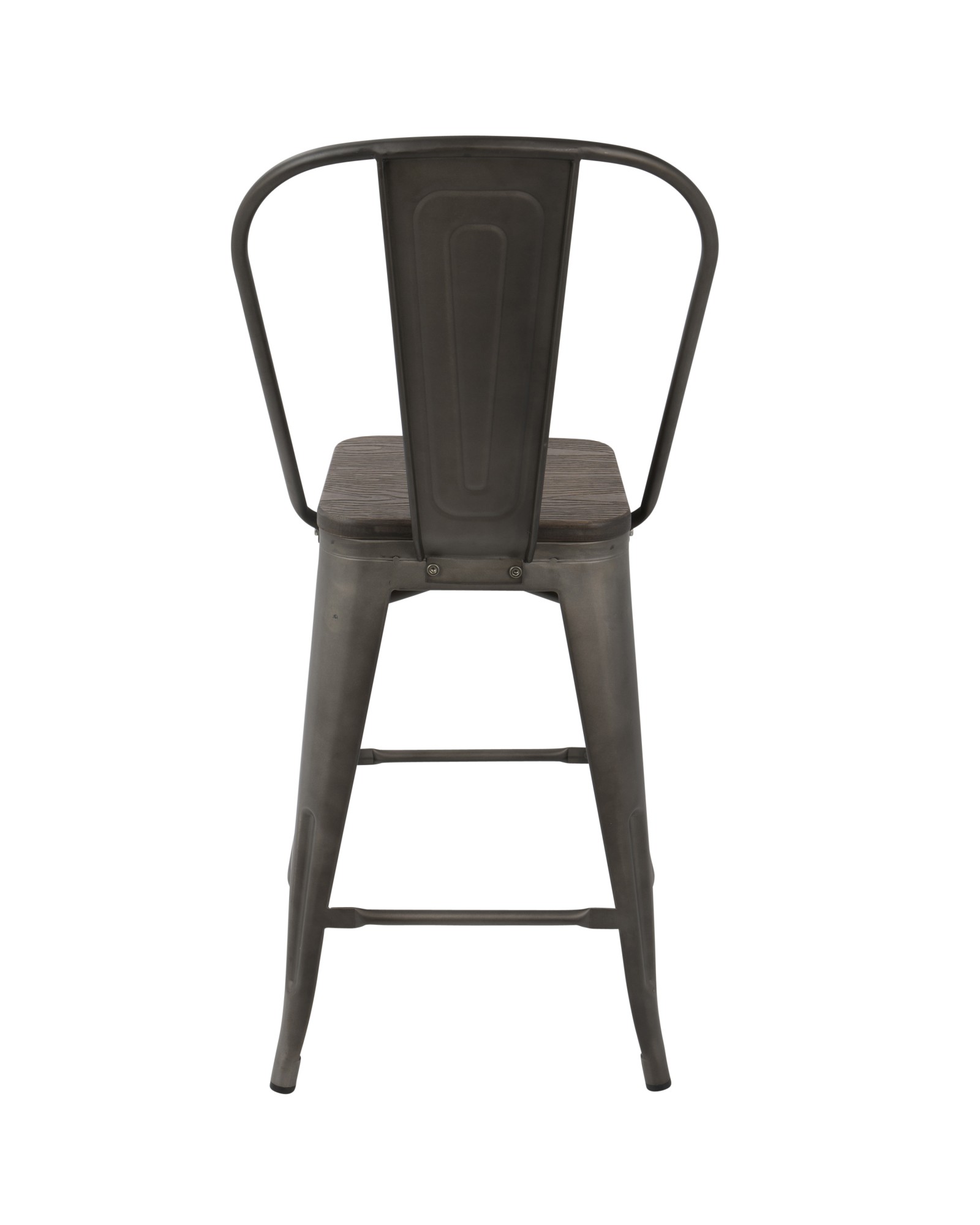 Oregon Industrial High Back Counter Stool in Antique and Espresso - Set of 2