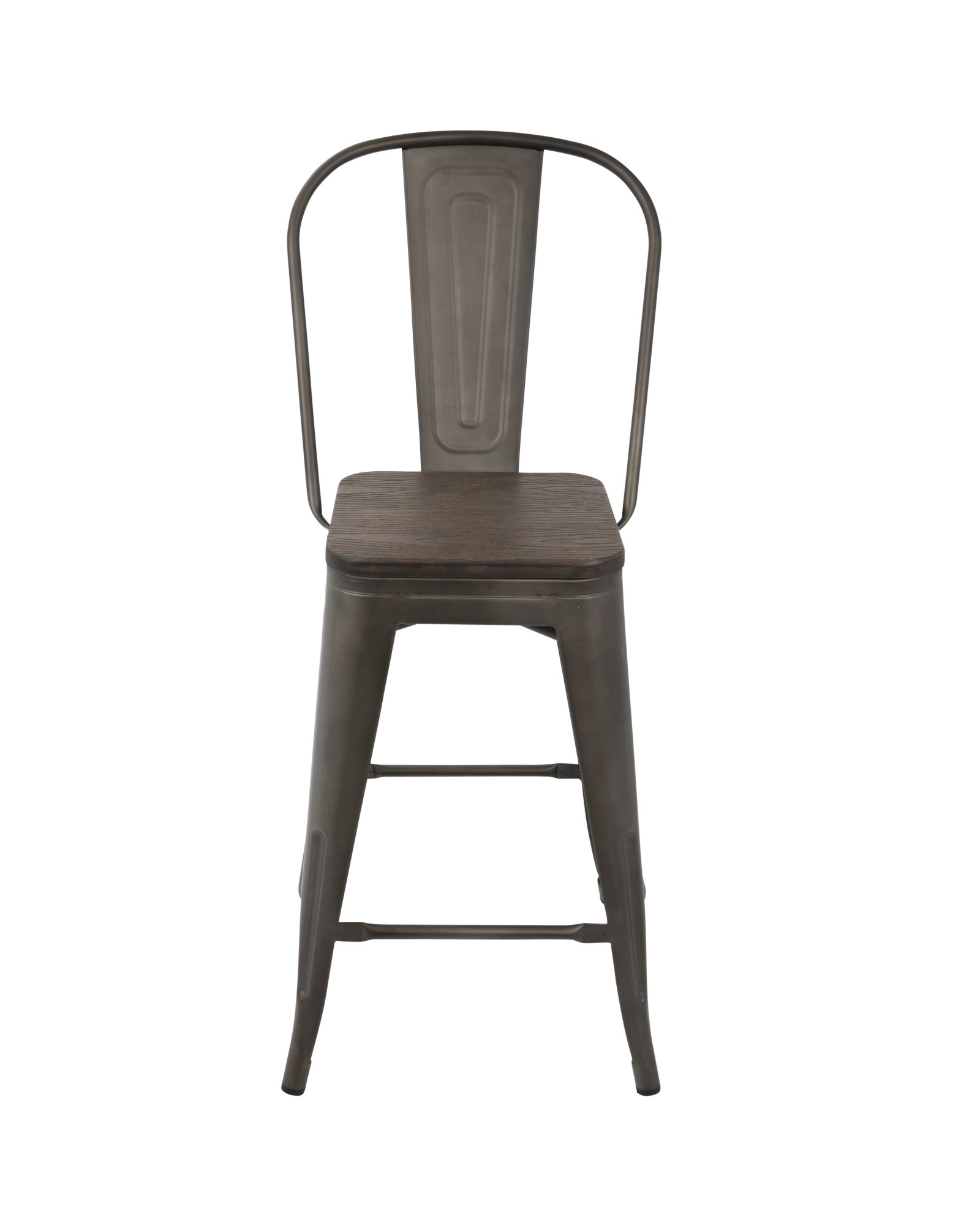 Oregon Industrial High Back Counter Stool in Antique and Espresso - Set of 2