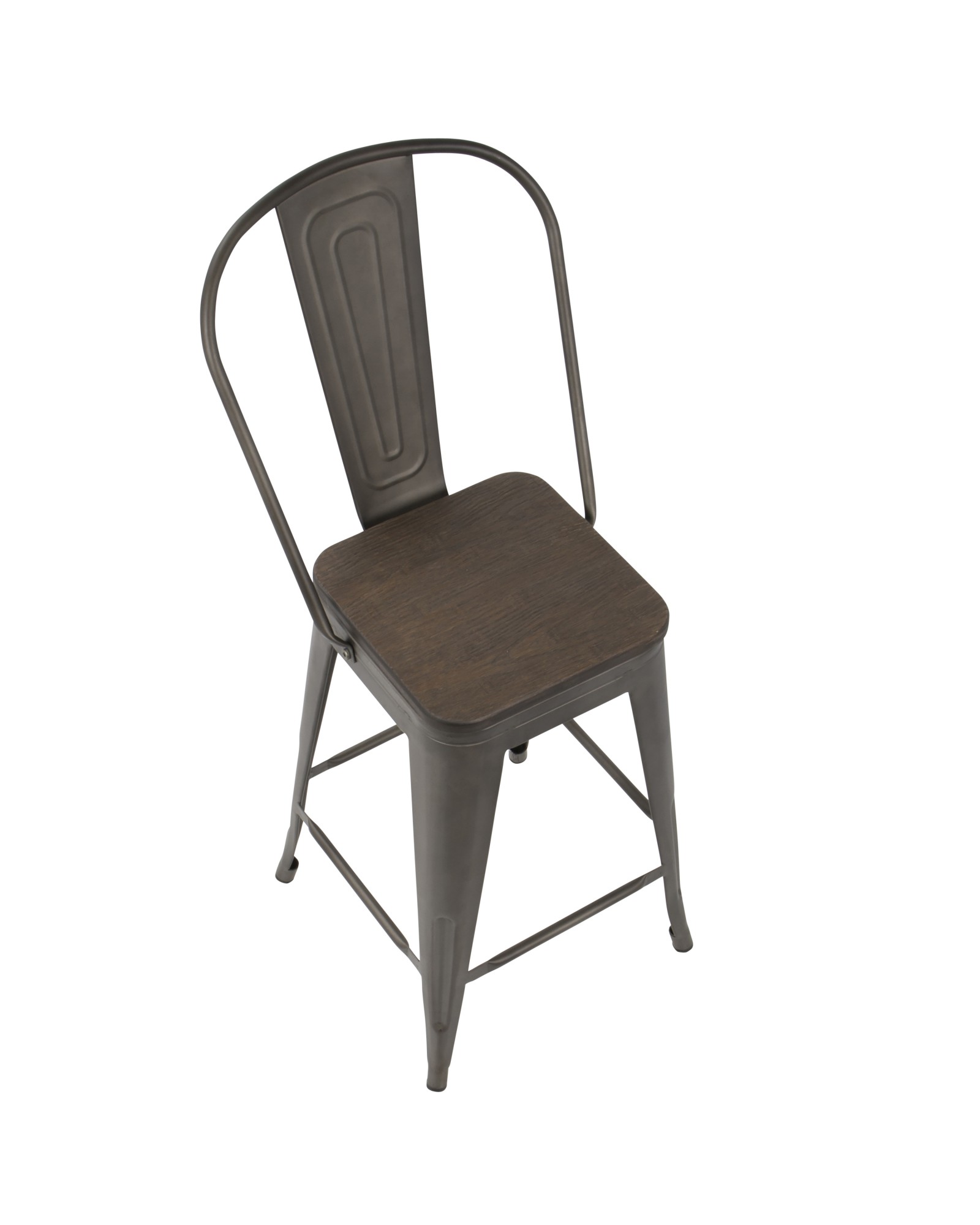 Oregon Industrial High Back Counter Stool in Antique and Espresso - Set of 2