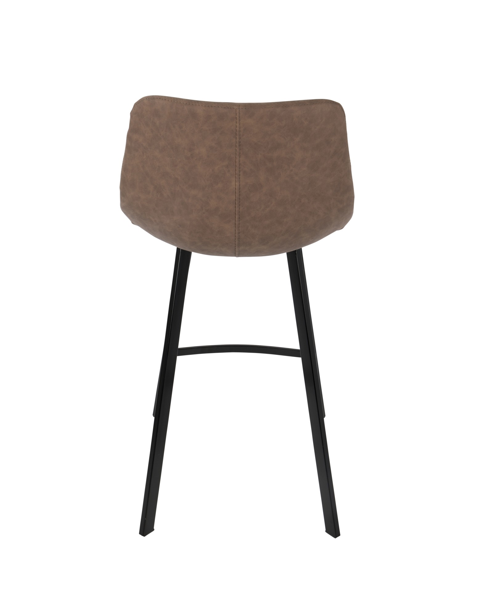 Outlaw Industrial Counter Stool in Black with Brown Faux Leather - Set of 2