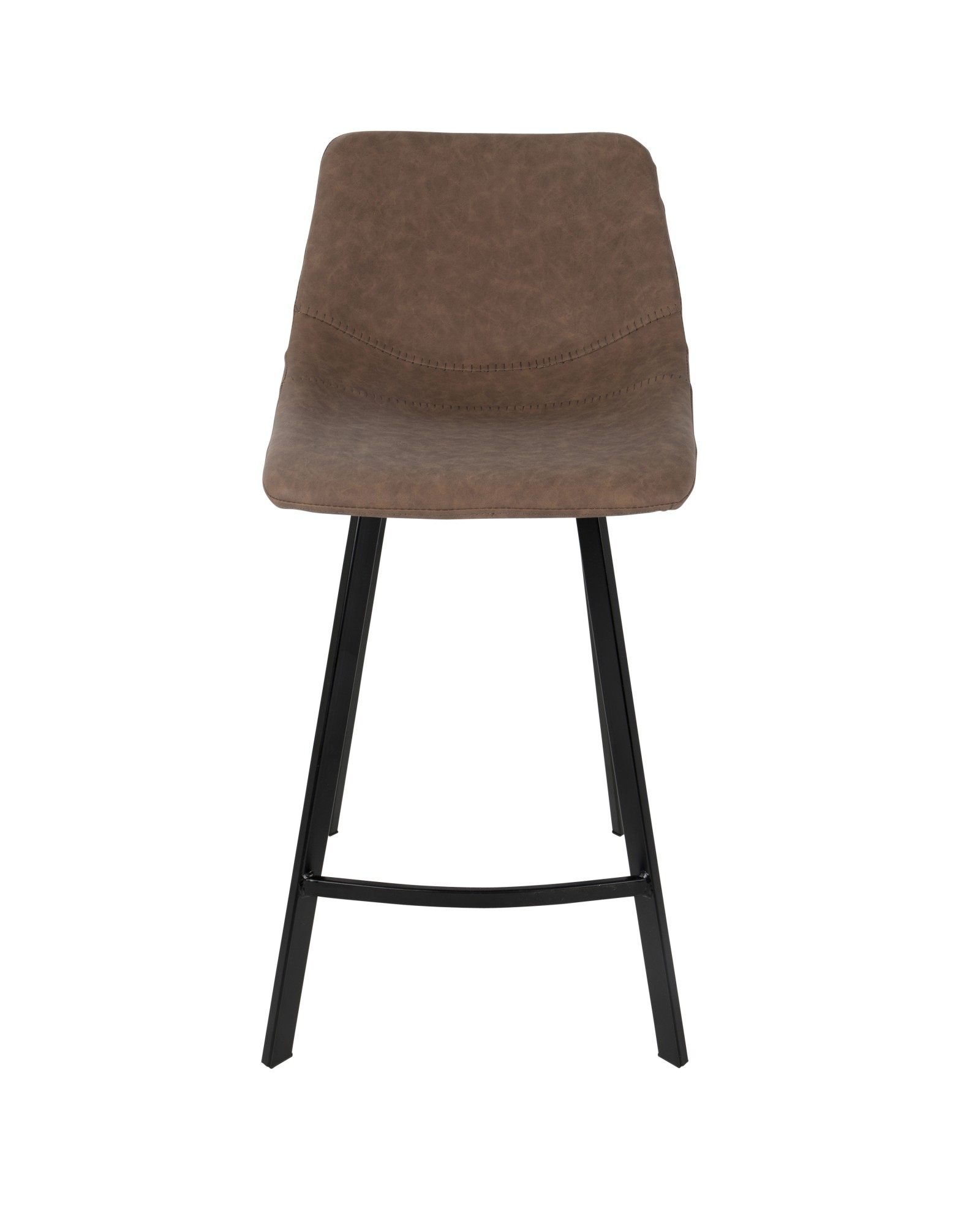 Outlaw Industrial Counter Stool in Black with Brown Faux Leather - Set of 2