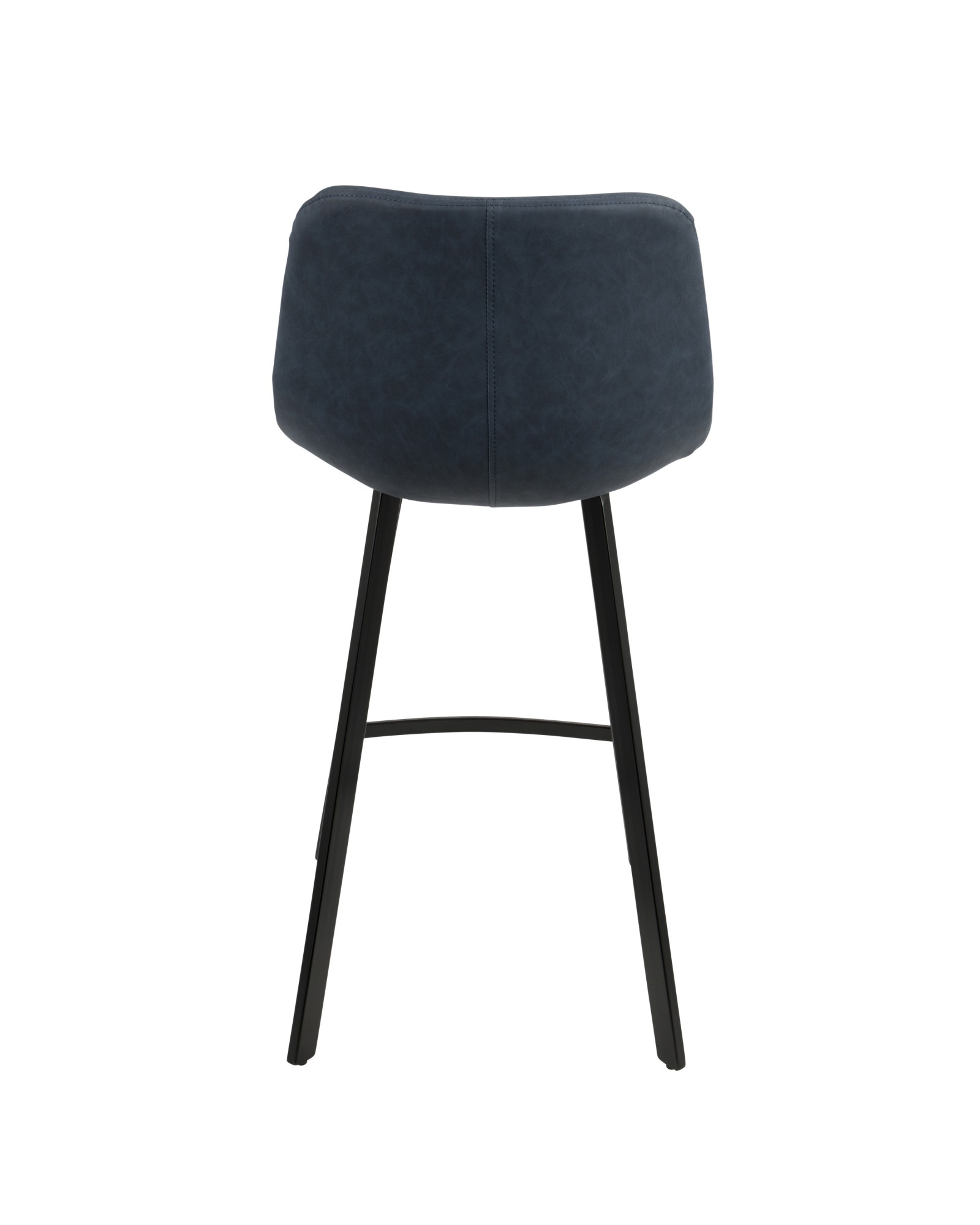 Outlaw Industrial Counter Stool in Black with Blue Faux Leather - Set of 2