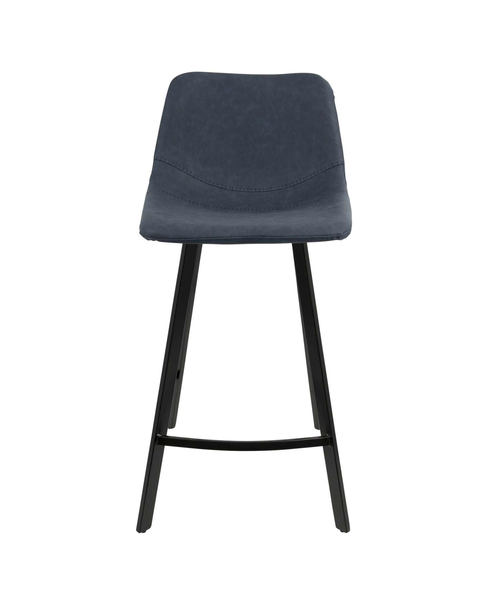 Outlaw Industrial Counter Stool in Black with Blue Faux Leather - Set of 2