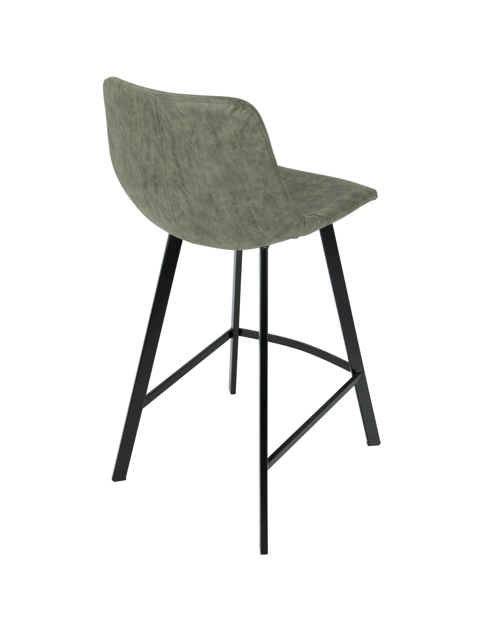 Outlaw Industrial Counter Stool in Black with Green Faux Leather - Set of 2