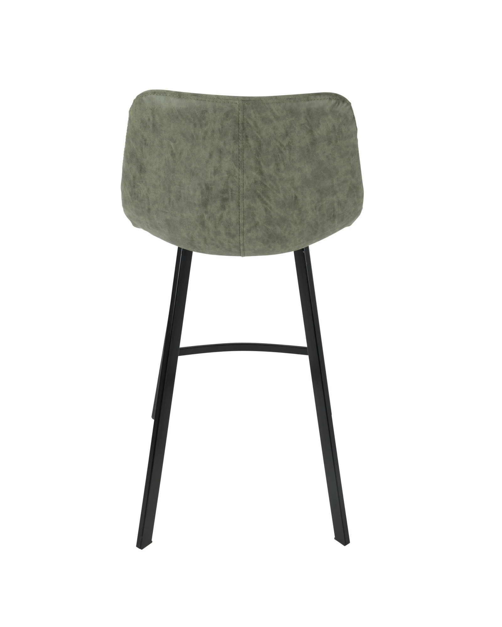 Outlaw Industrial Counter Stool in Black with Green Faux Leather - Set of 2