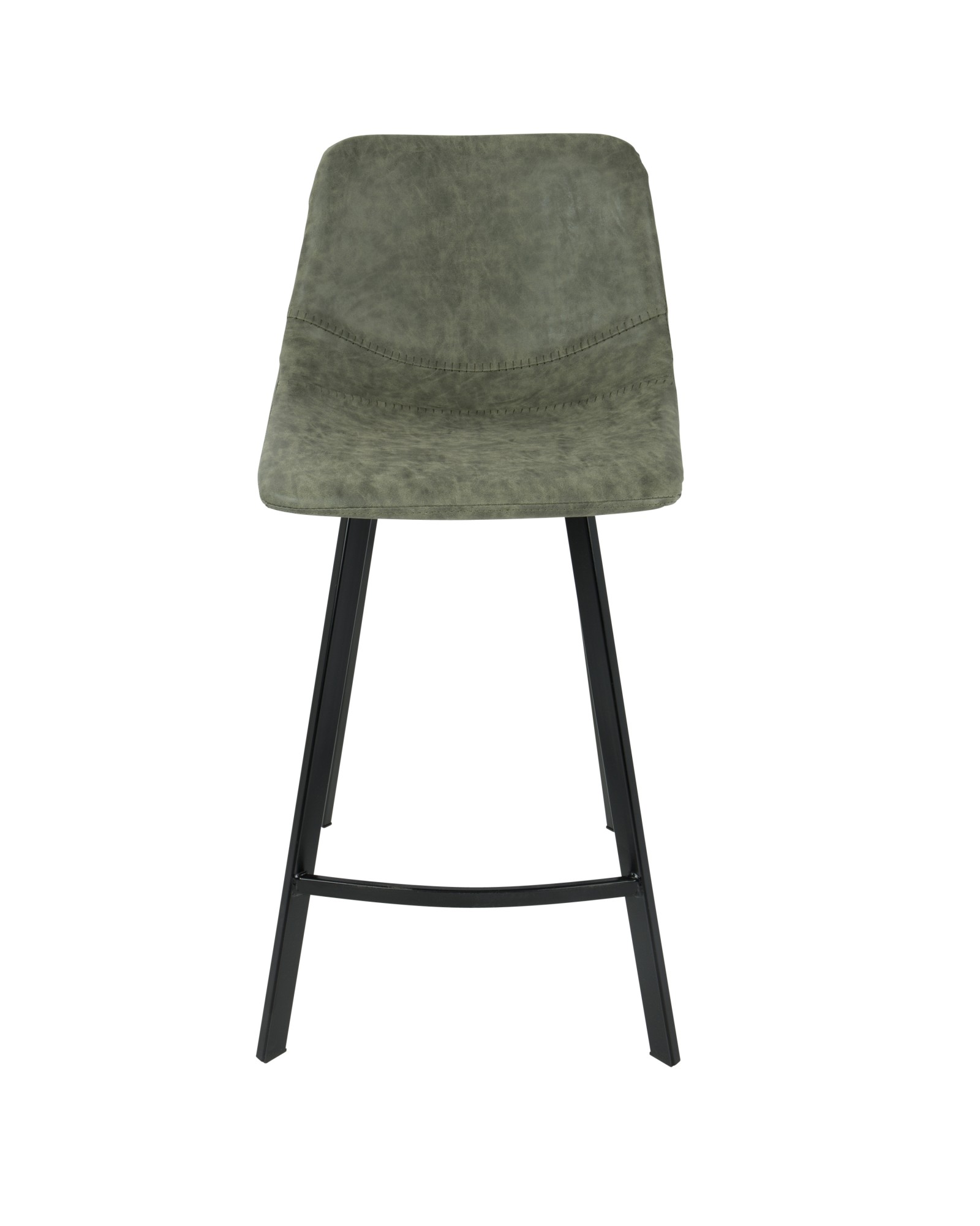 Outlaw Industrial Counter Stool in Black with Green Faux Leather - Set of 2