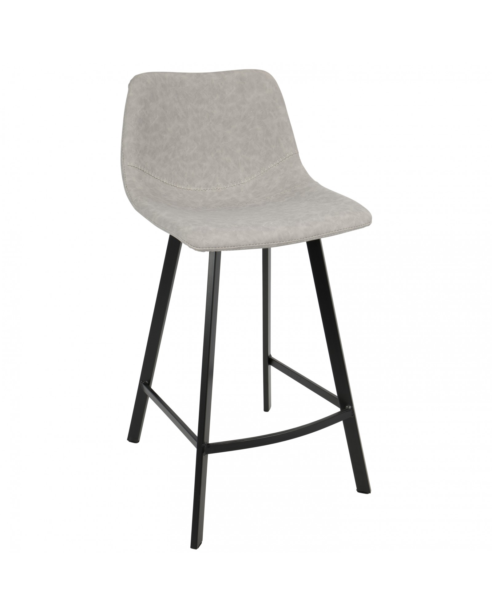 Outlaw Industrial Counter Stool in Black with Grey Faux Leather - Set of 2