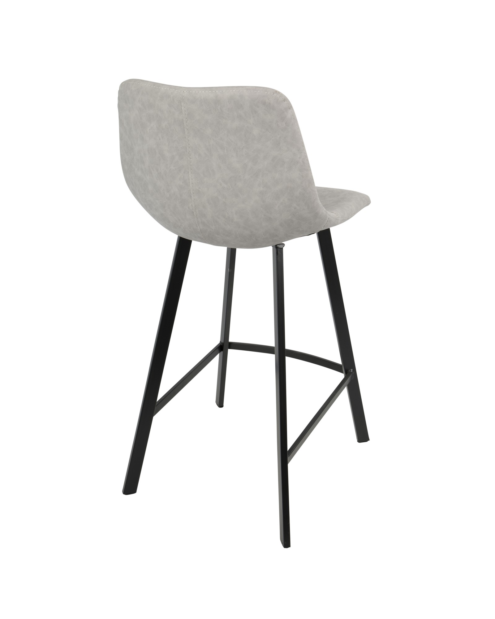 Outlaw Industrial Counter Stool in Black with Grey Faux Leather - Set of 2