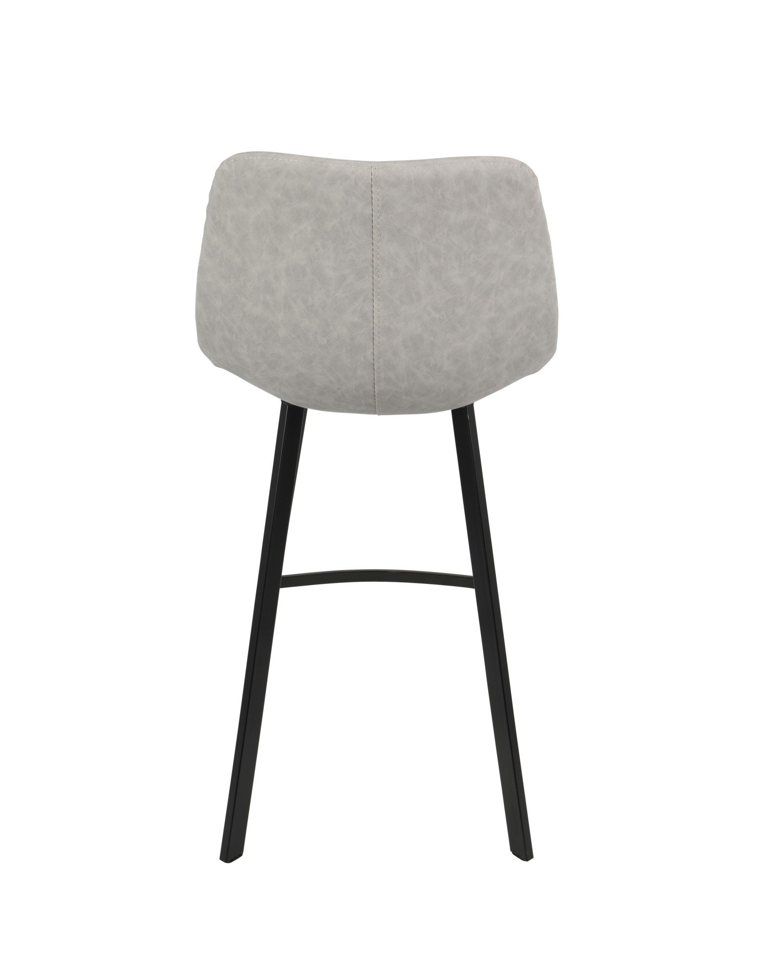 Outlaw Industrial Counter Stool in Black with Grey Faux Leather - Set of 2