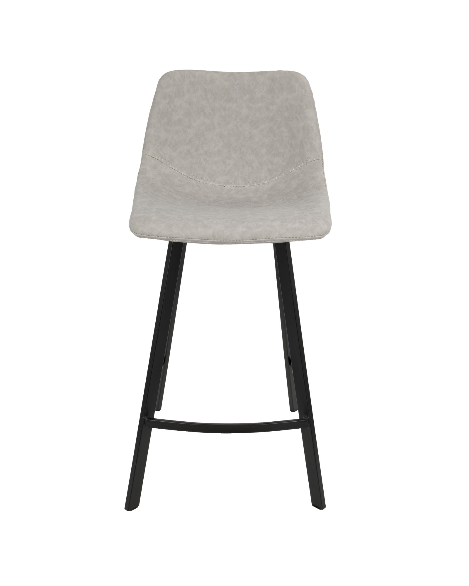 Outlaw Industrial Counter Stool in Black with Grey Faux Leather - Set of 2